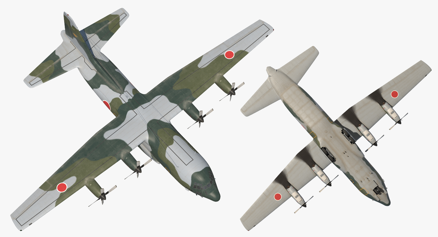 3D Lockheed C 130H Hercules L 382 Japan Air Force Rigged model