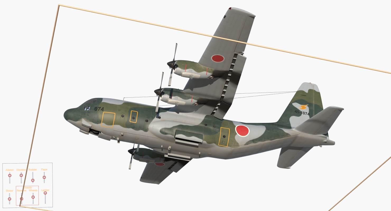 3D Lockheed C 130H Hercules L 382 Japan Air Force Rigged model
