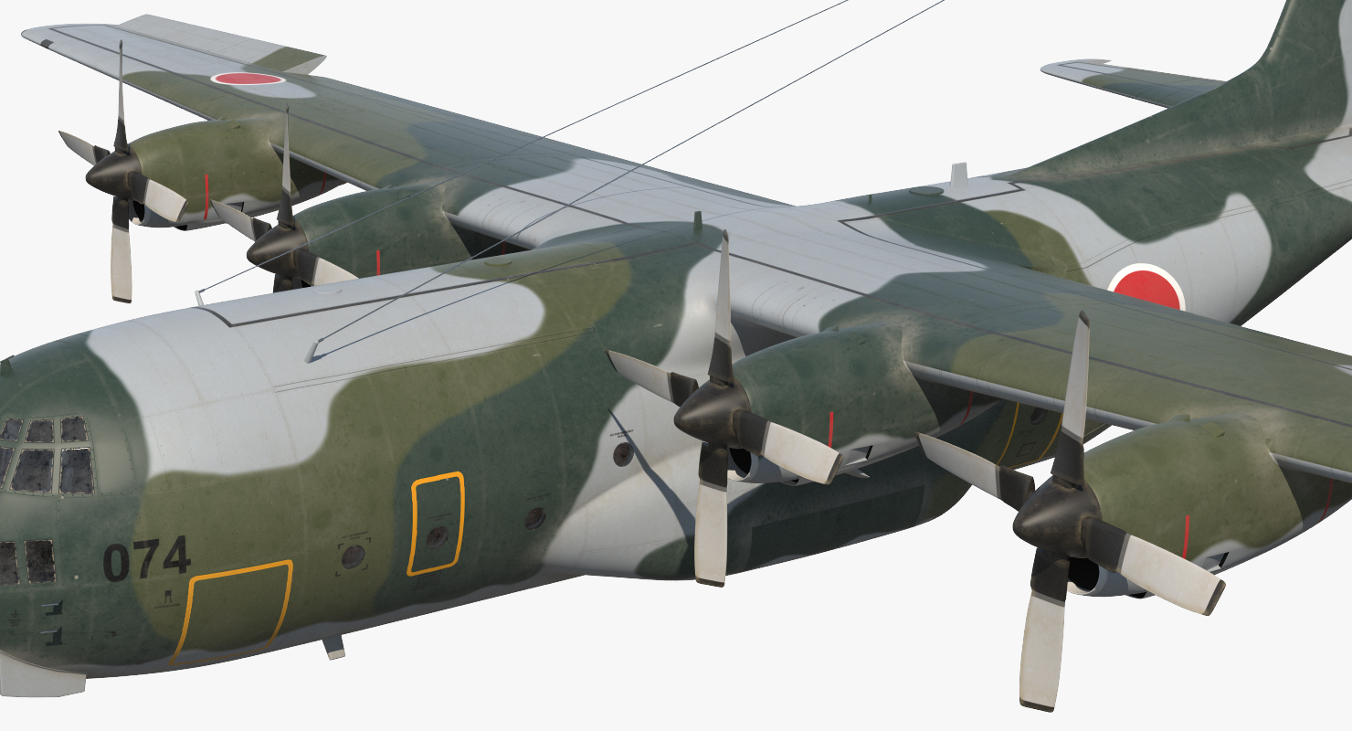 3D Lockheed C 130H Hercules L 382 Japan Air Force Rigged model