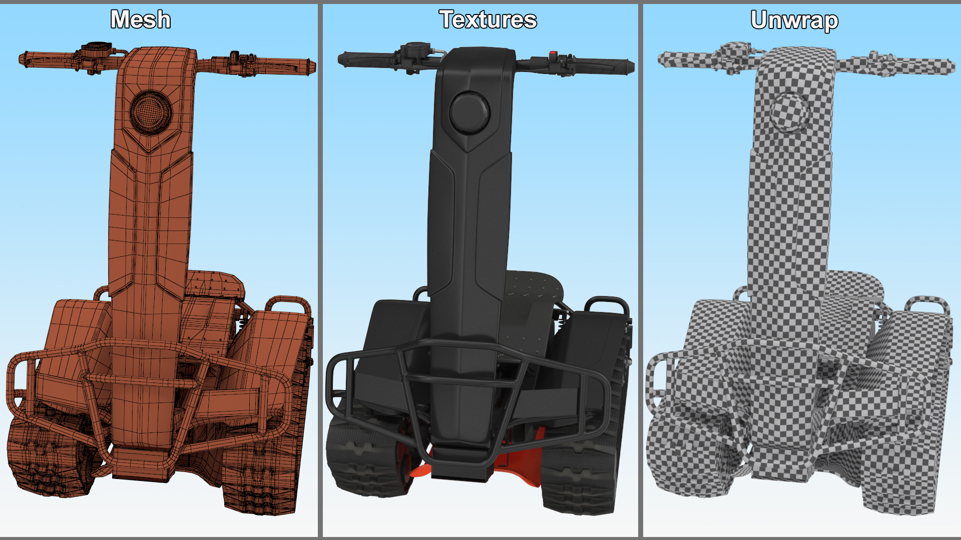 3D model Stands Up Tracked Scooter