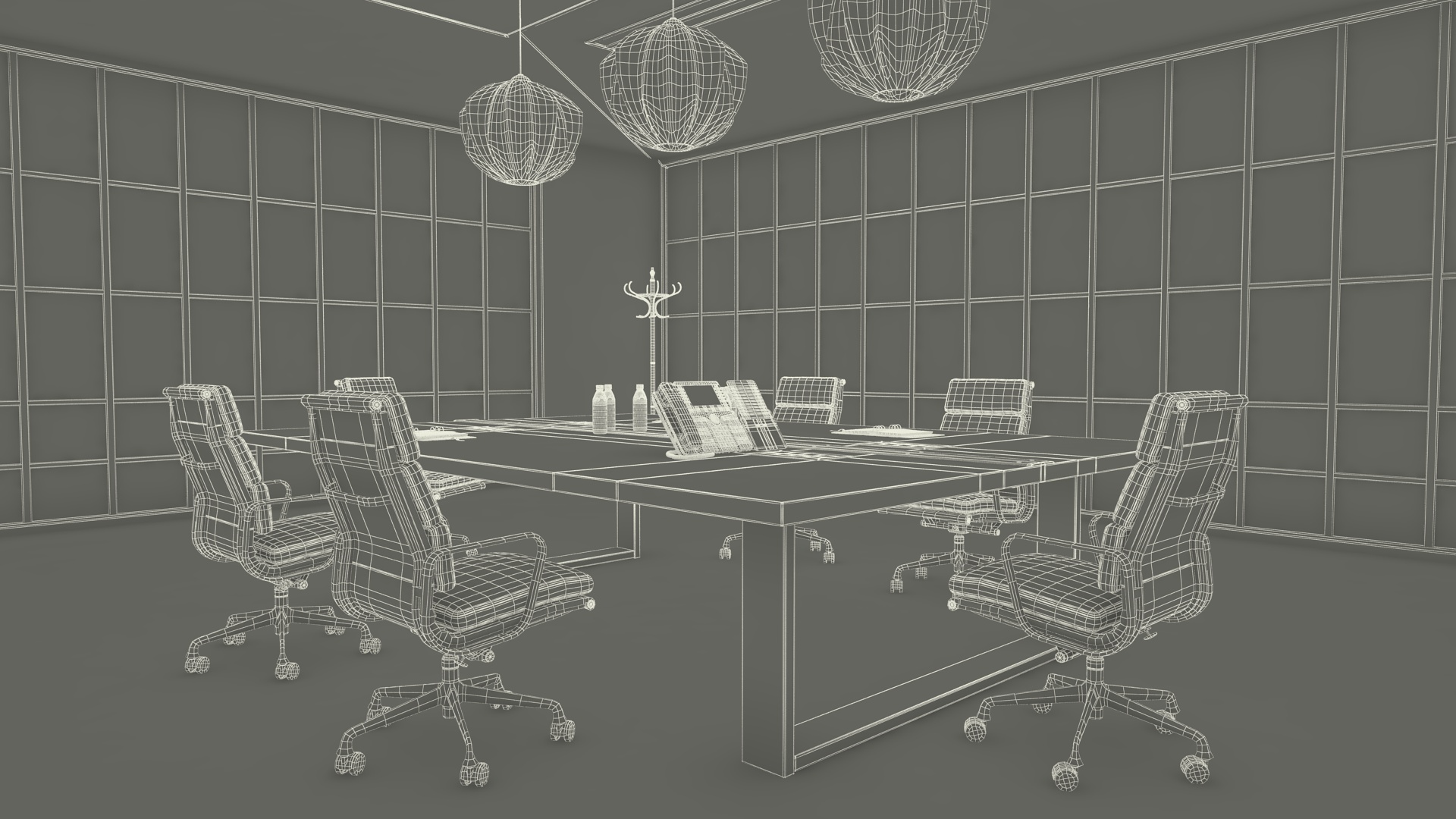 Airy Meeting Room with Furniture 3D