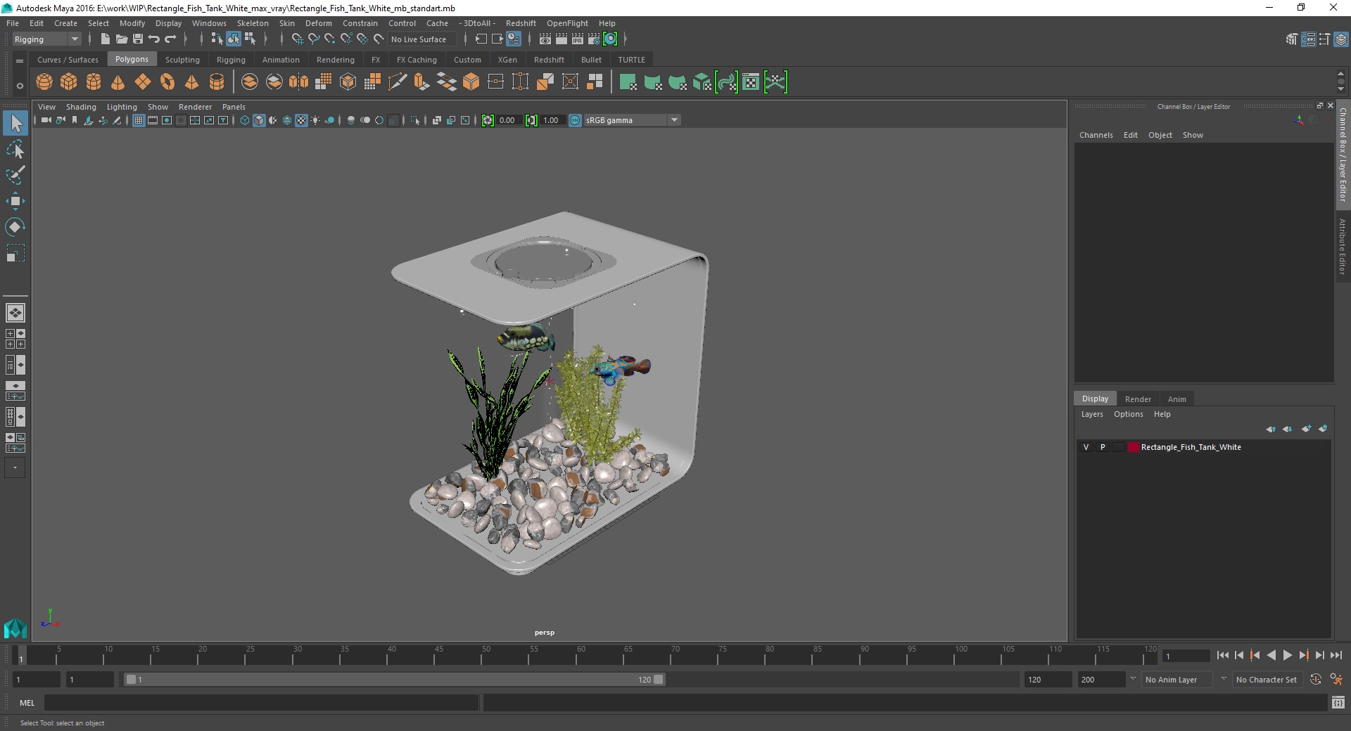 3D model Rectangle Fish Tank White