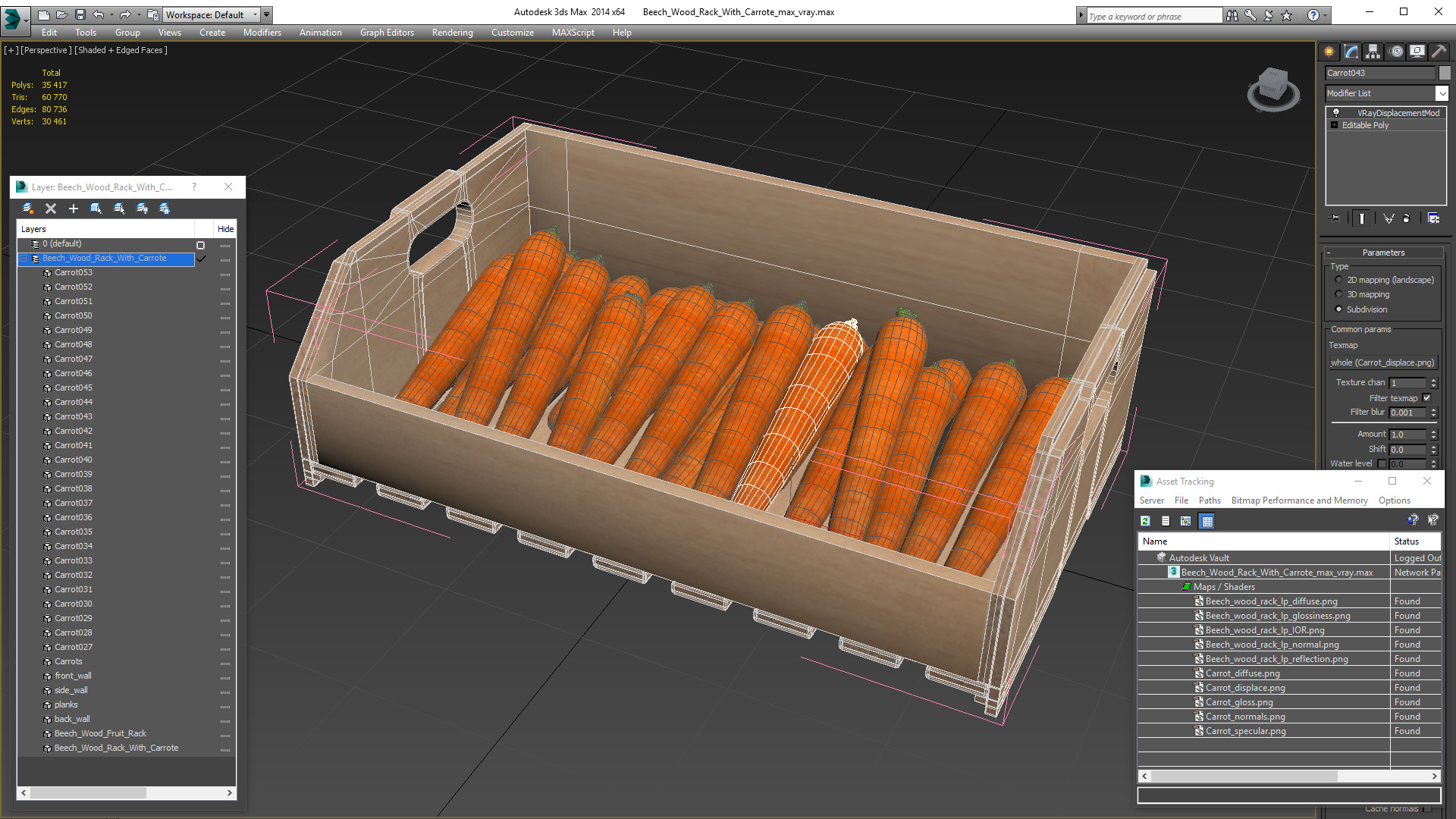Beech Wood Rack with Carrot 3D