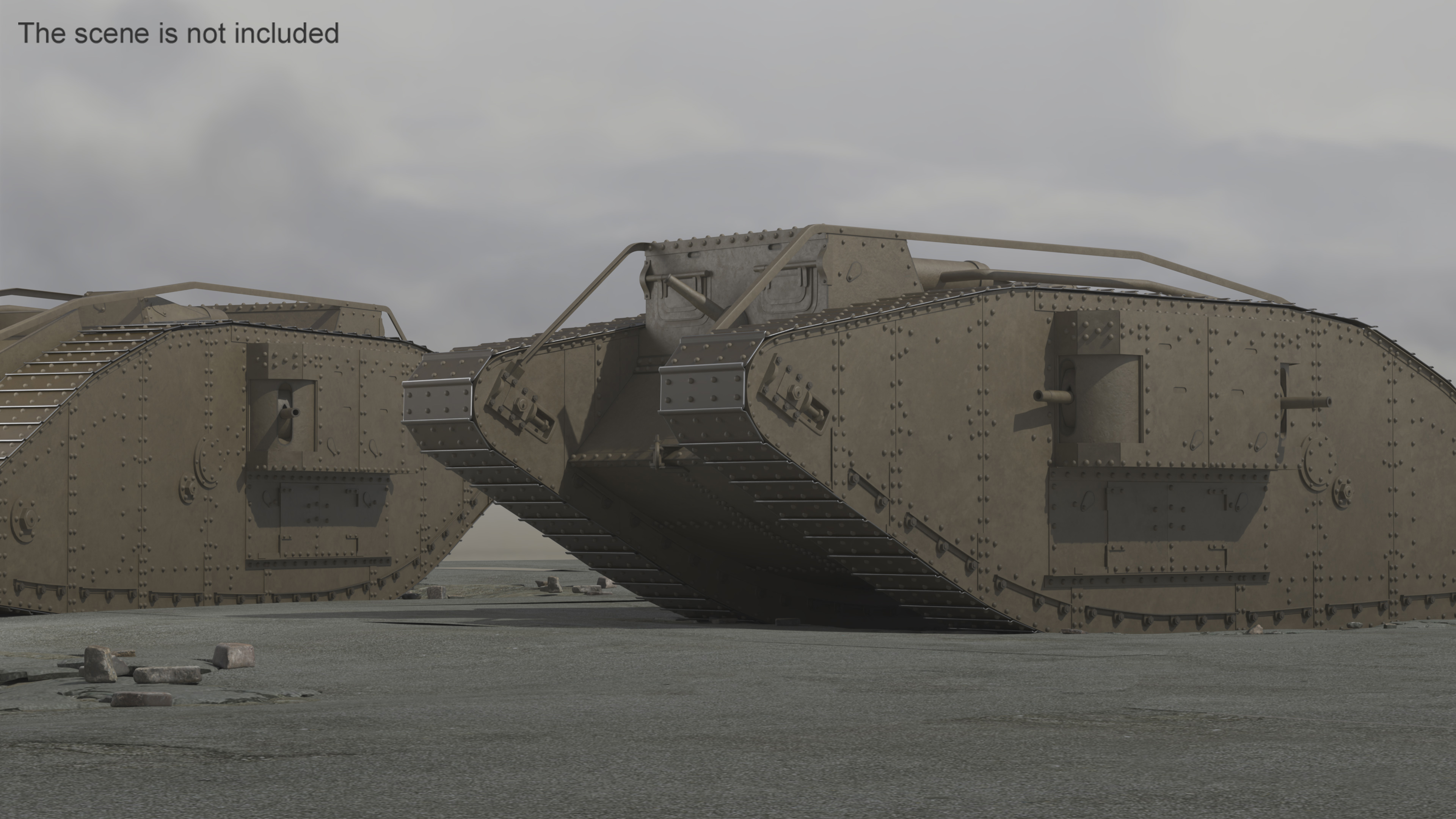 3D Tank MK 4 Female Rigged model