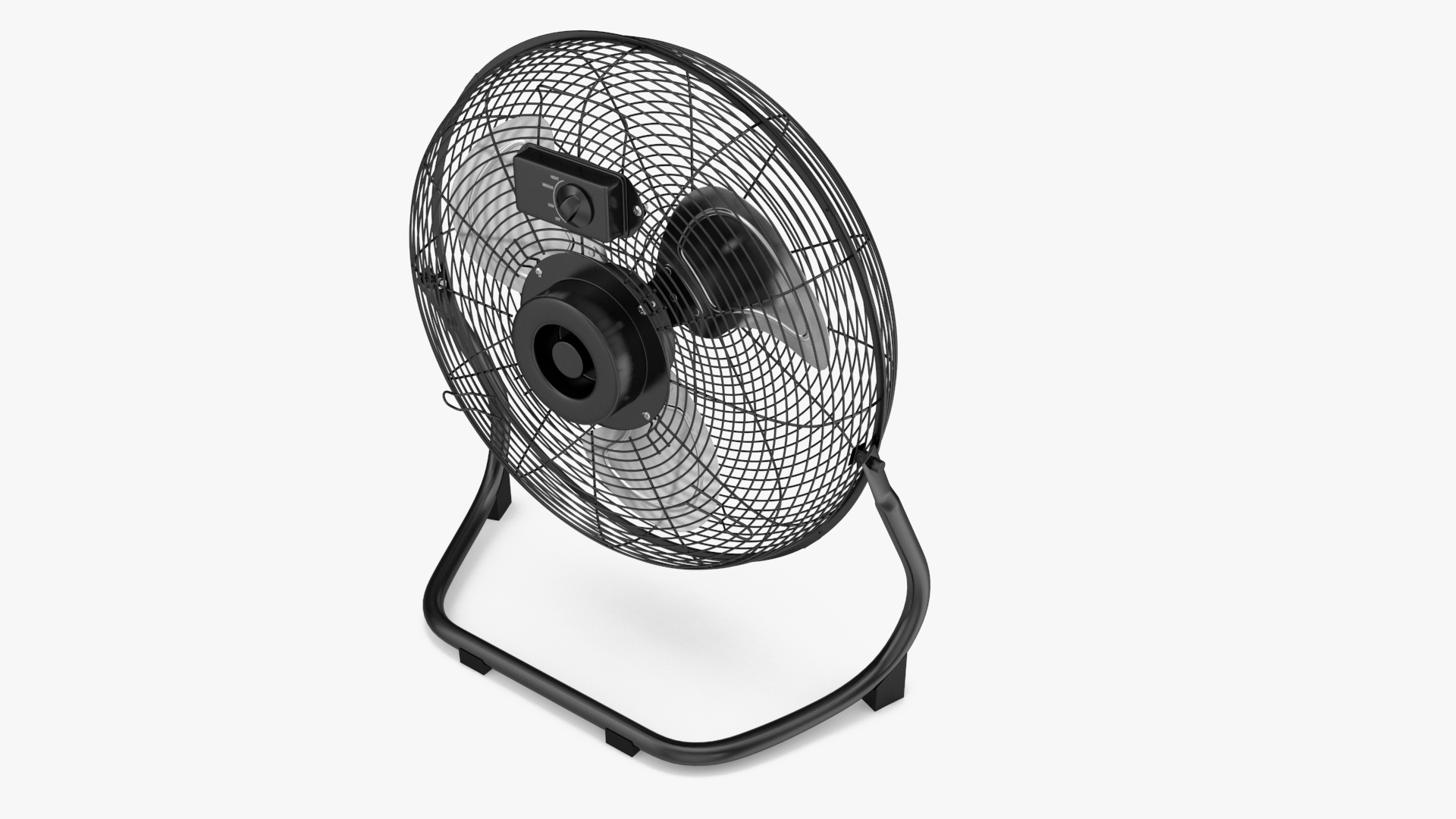 3D model Small Floor Simple Deluxe Fan Black
