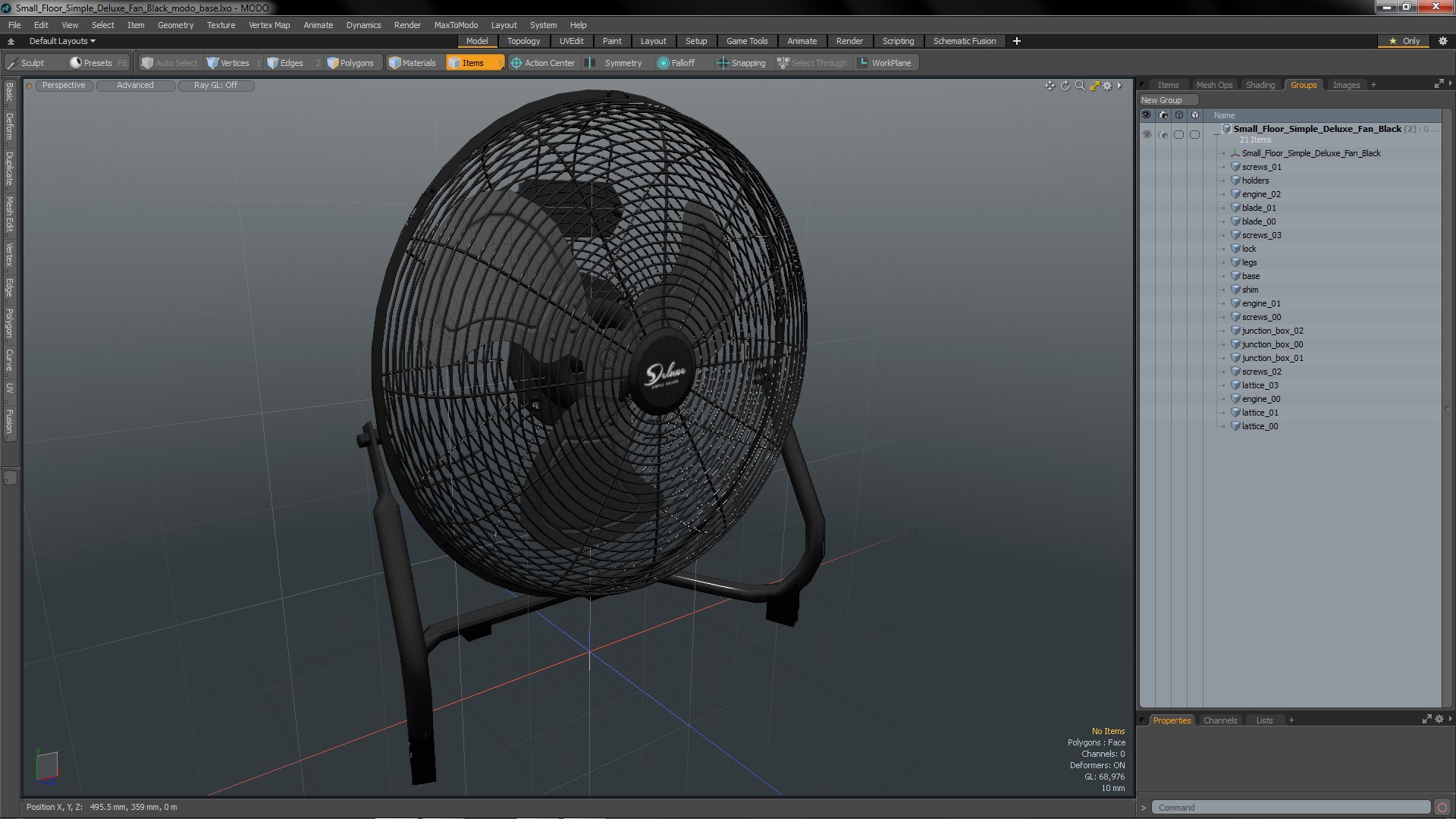3D model Small Floor Simple Deluxe Fan Black