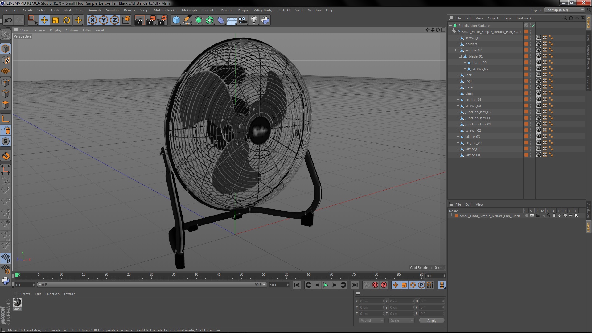 3D model Small Floor Simple Deluxe Fan Black