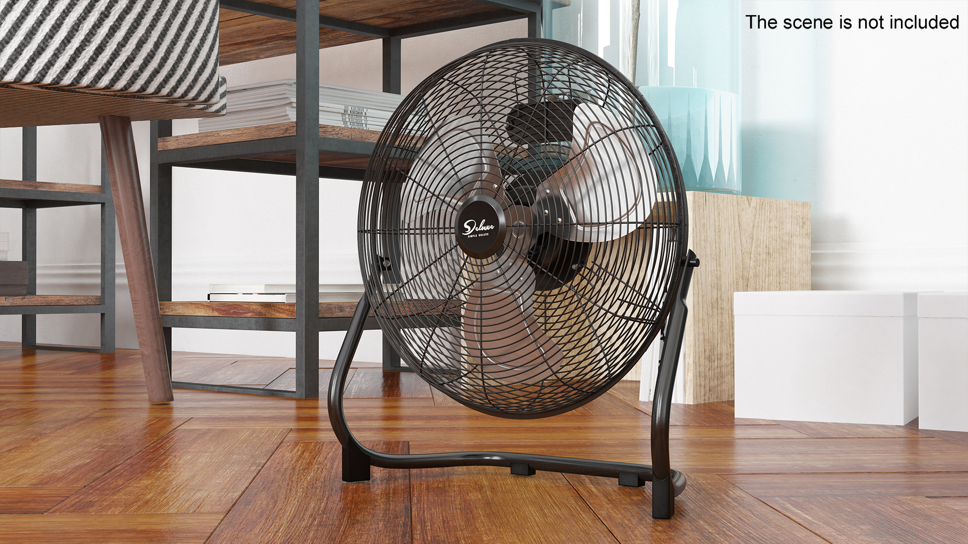 3D model Small Floor Simple Deluxe Fan Black
