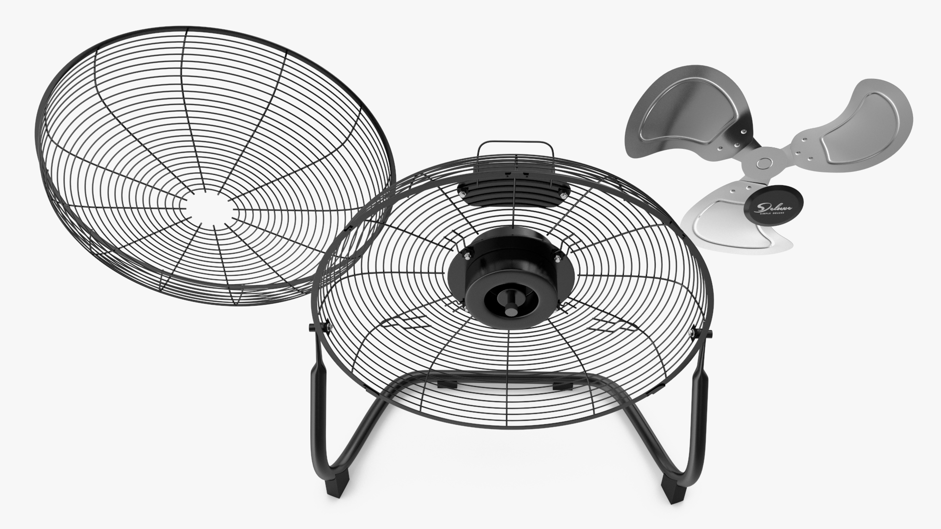 3D model Small Floor Simple Deluxe Fan Black