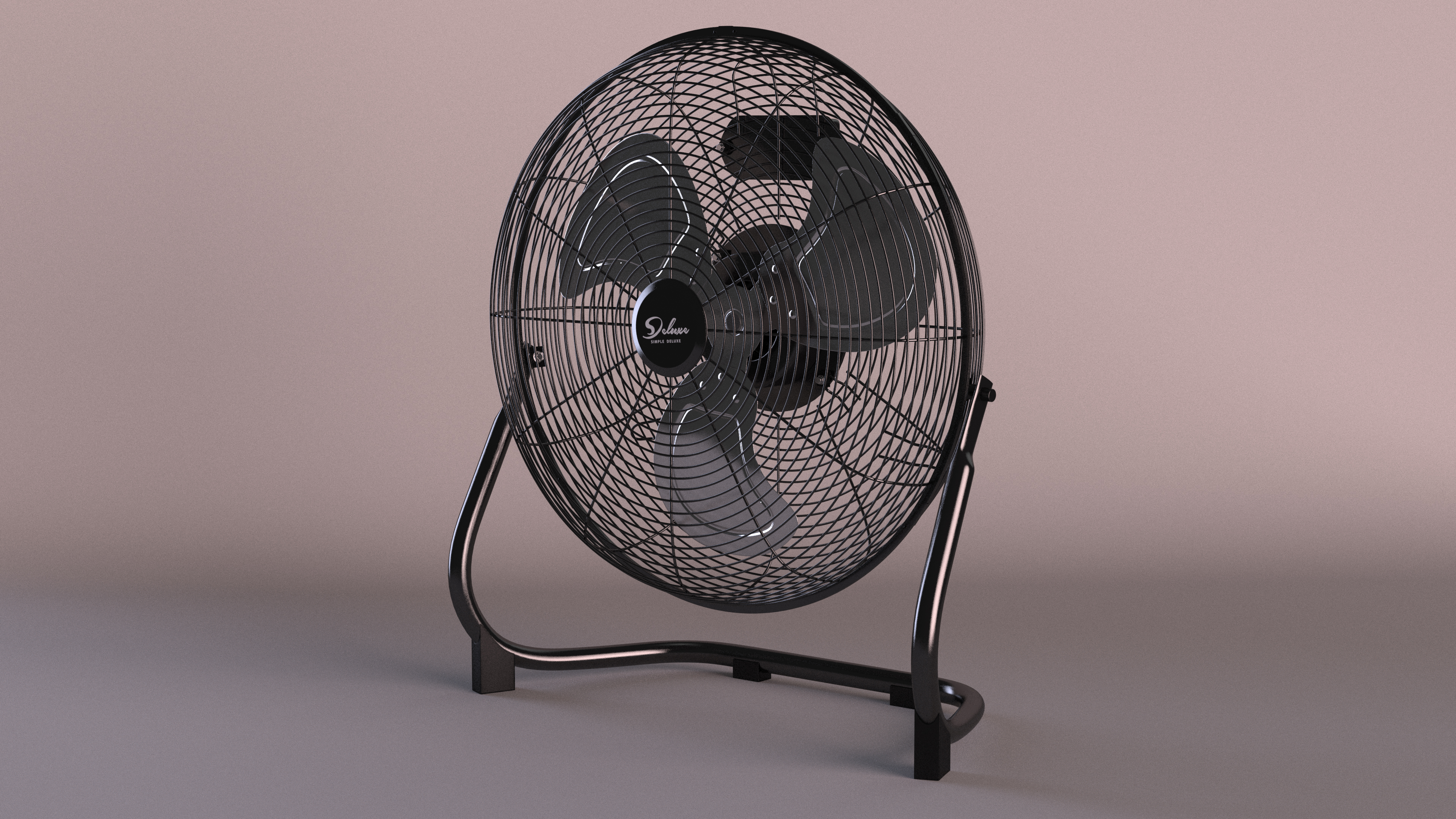 3D model Small Floor Simple Deluxe Fan Black