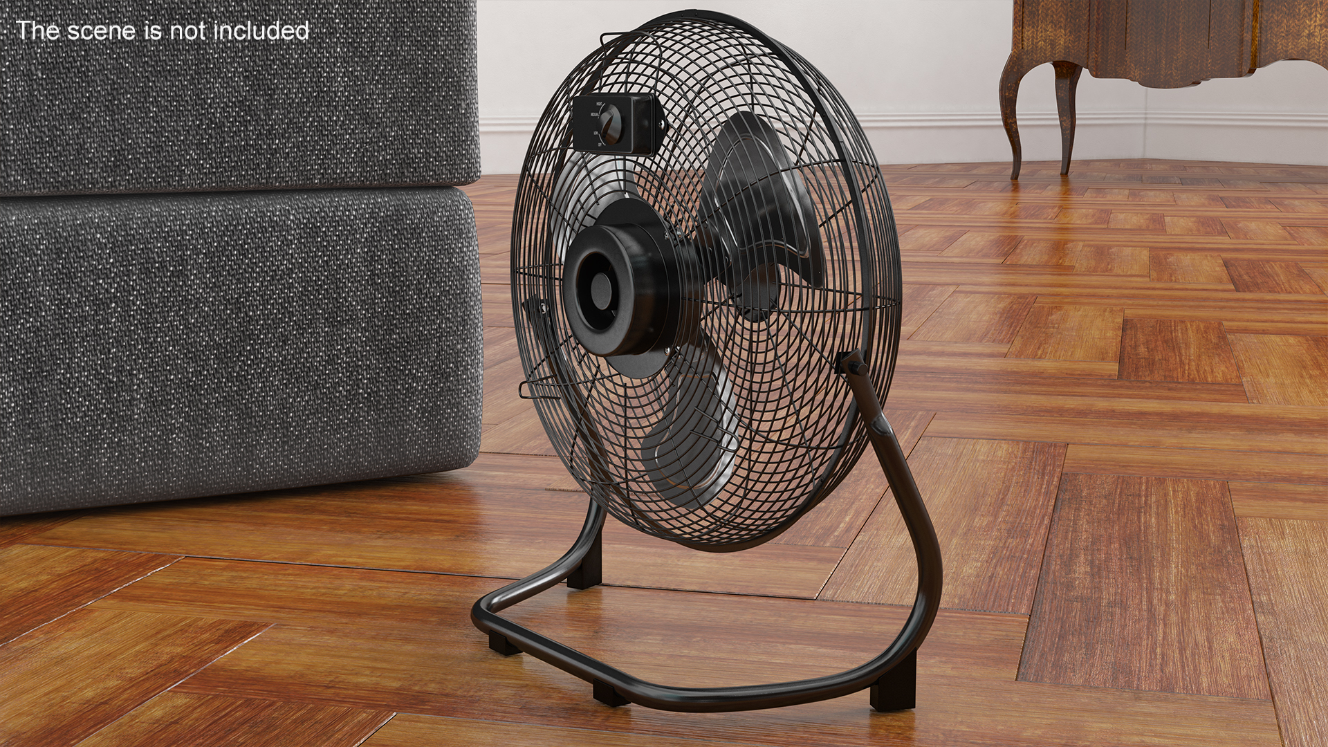3D model Small Floor Simple Deluxe Fan Black