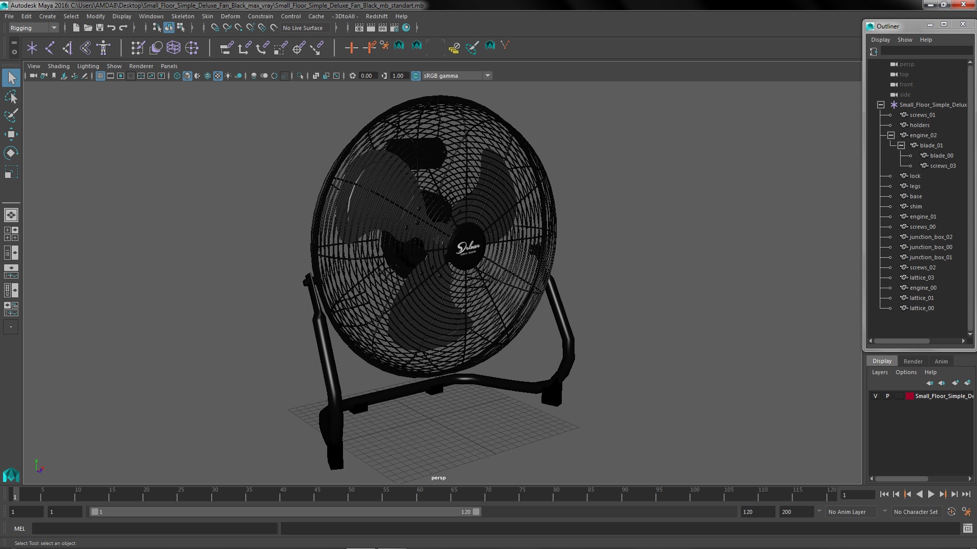3D model Small Floor Simple Deluxe Fan Black
