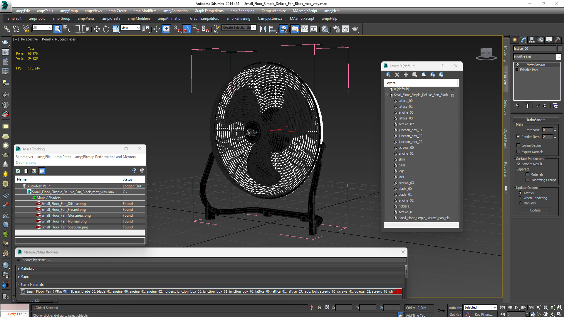 3D model Small Floor Simple Deluxe Fan Black