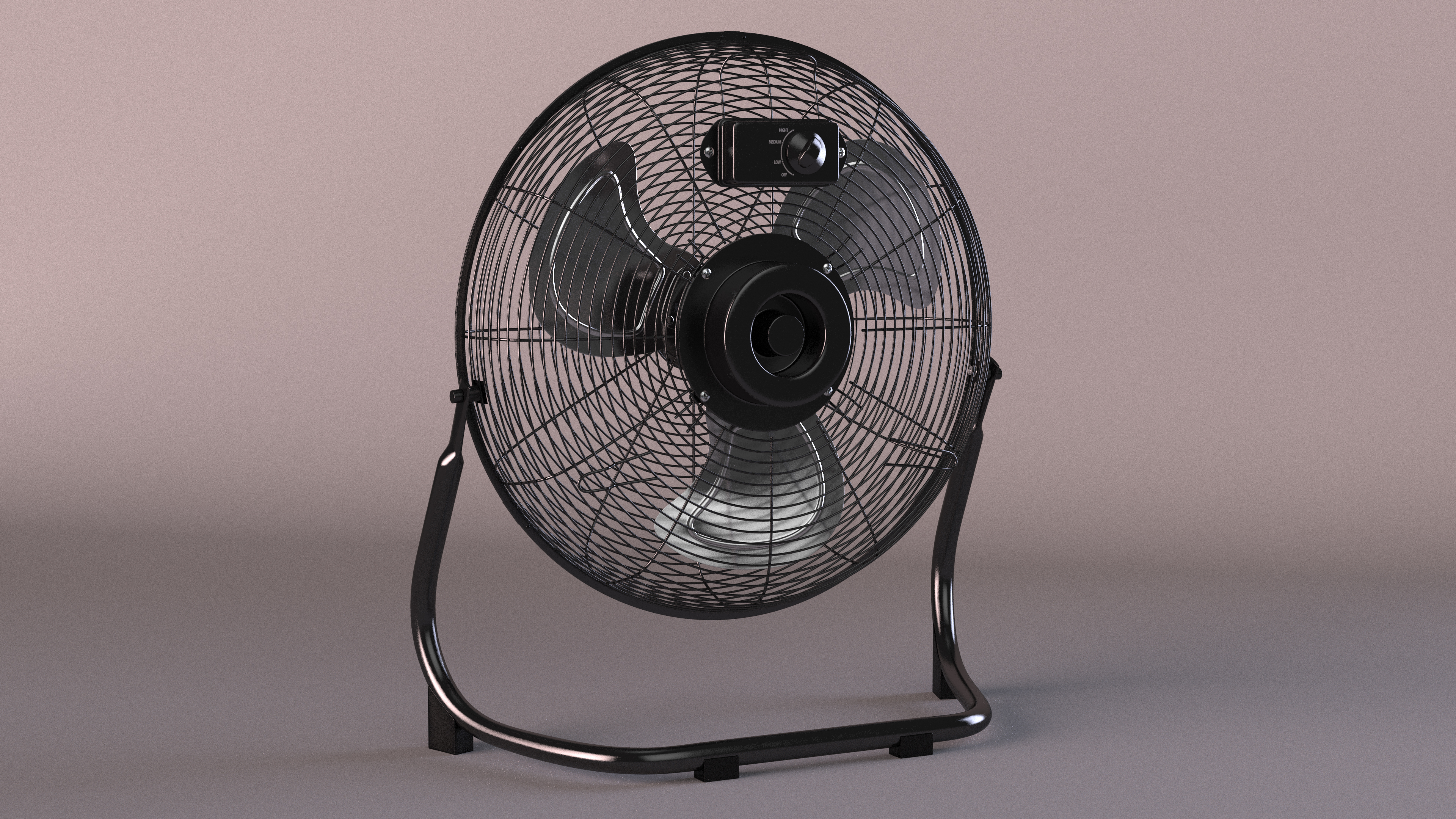 3D model Small Floor Simple Deluxe Fan Black