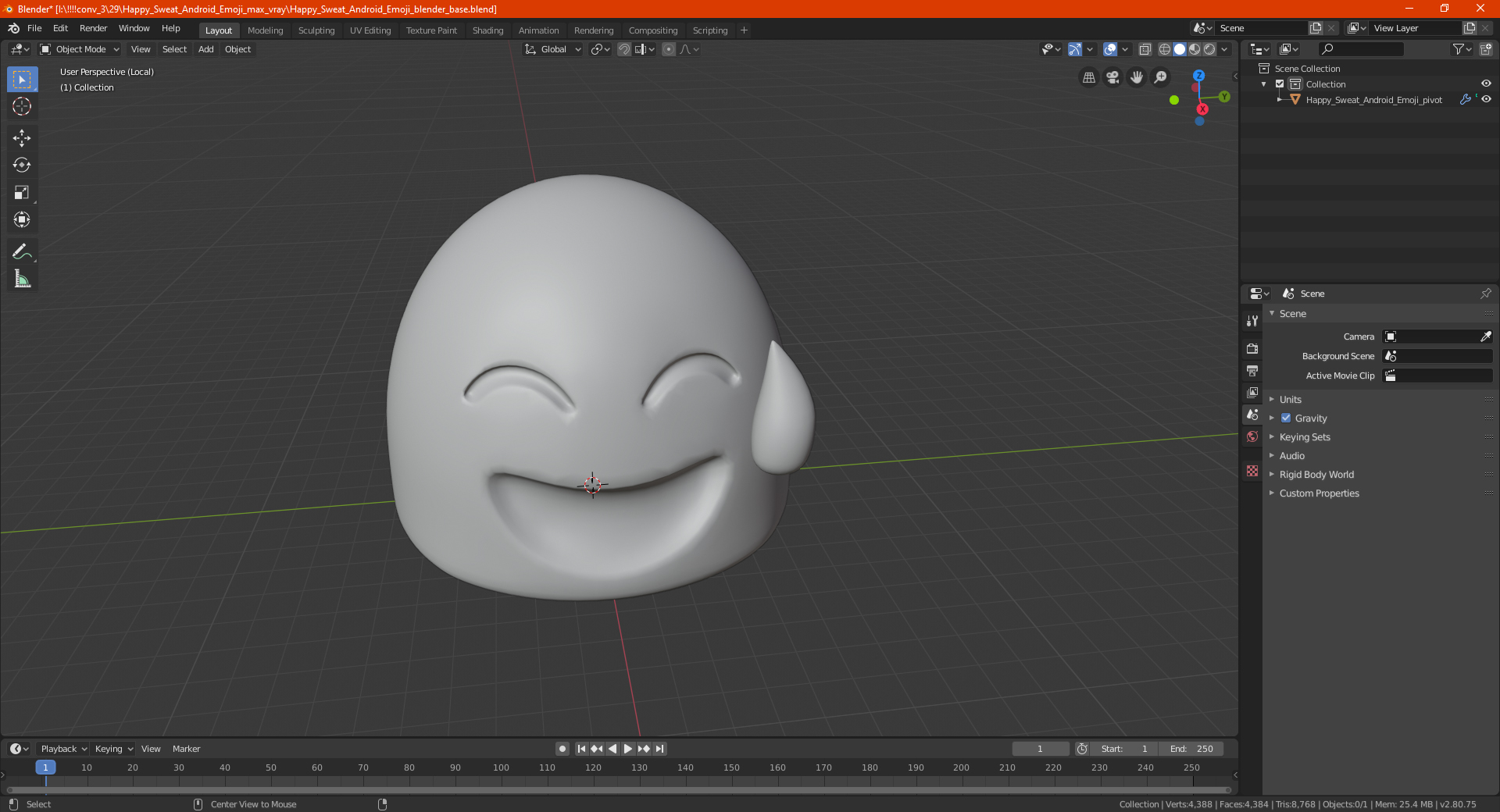 3D model Happy Sweat Android Emoji