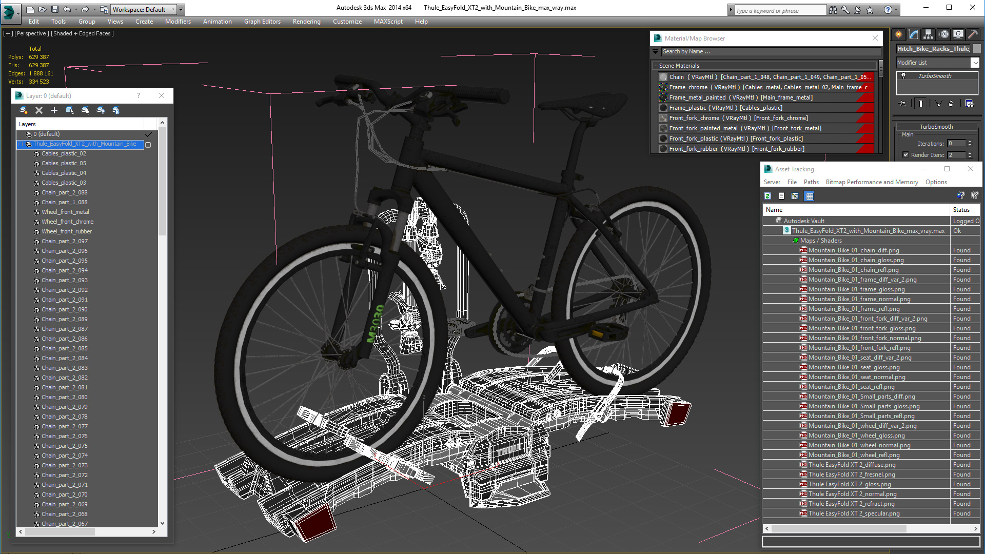 Thule EasyFold XT2 with Mountain Bike 3D