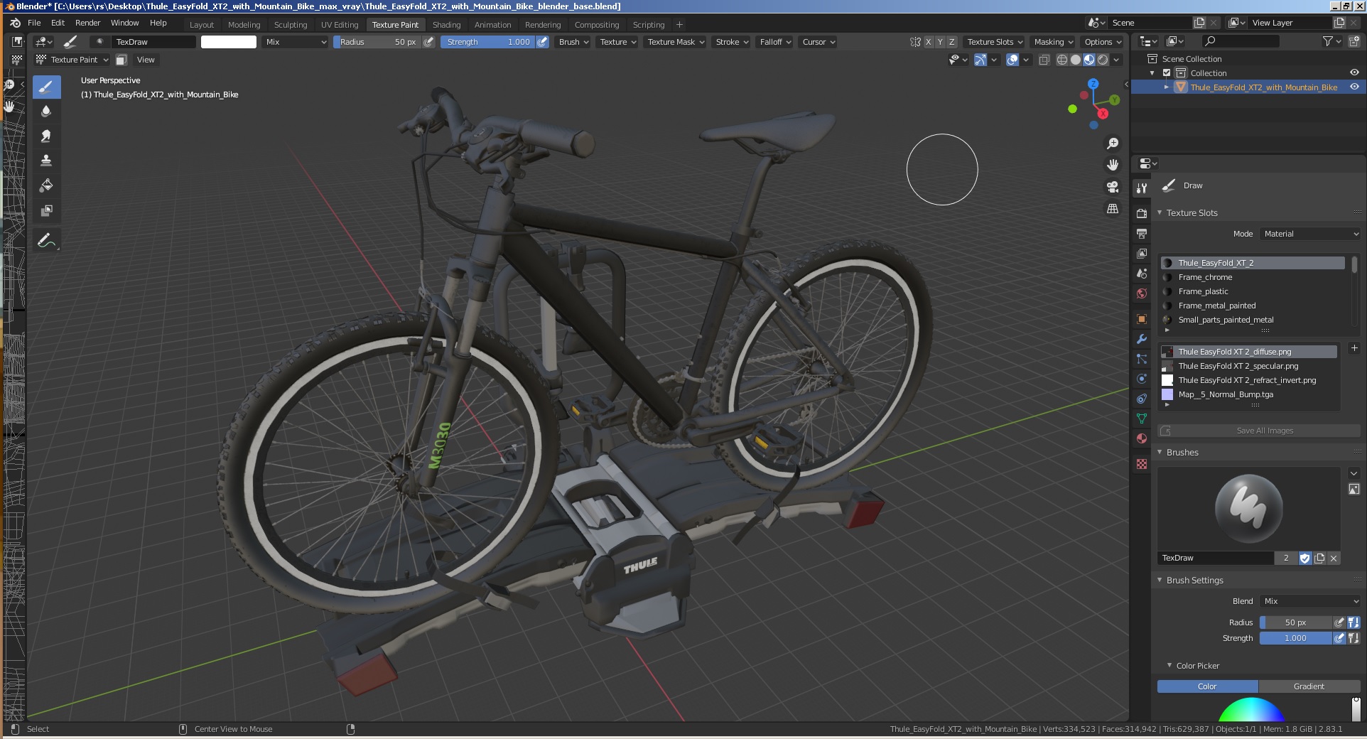 Thule EasyFold XT2 with Mountain Bike 3D