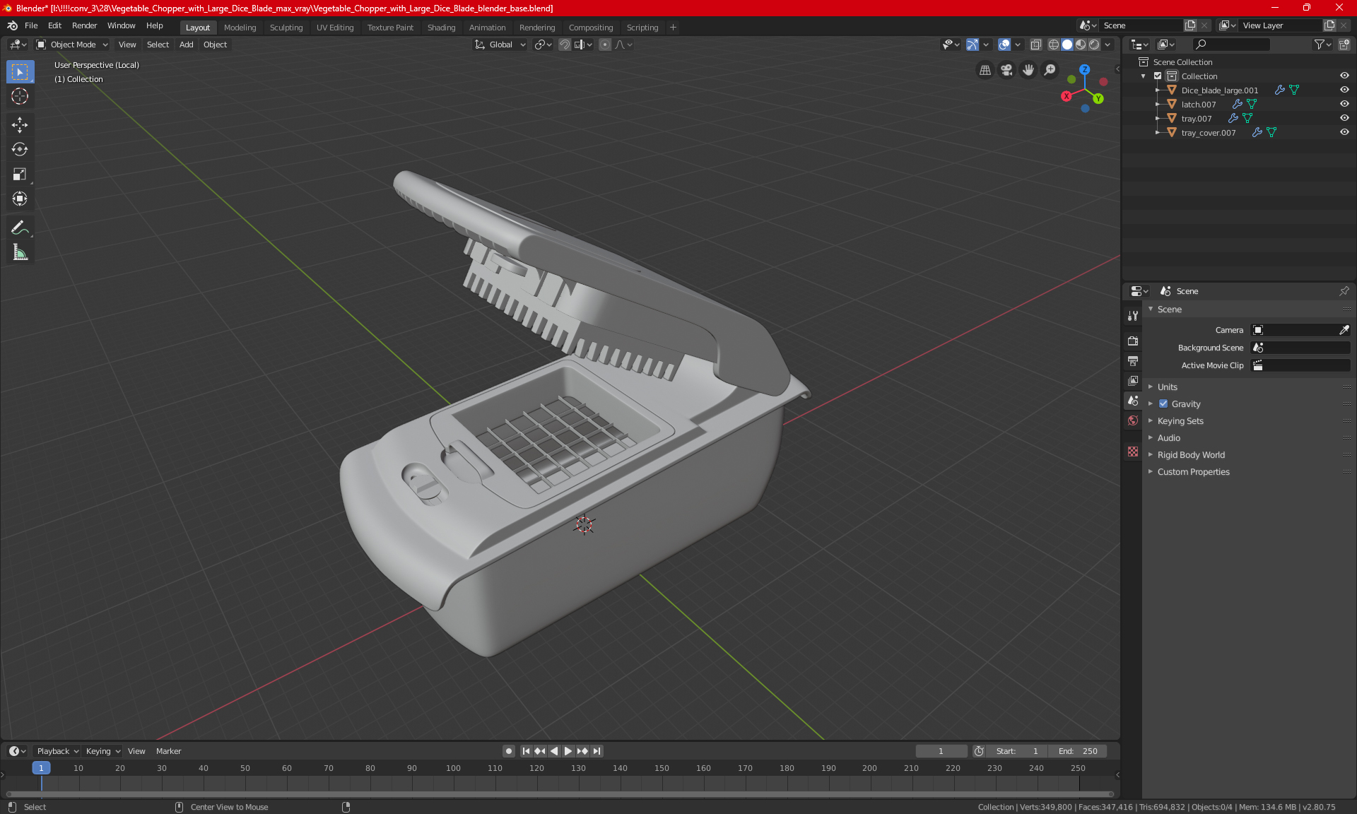 Vegetable Chopper with Large Dice Blade 3D model