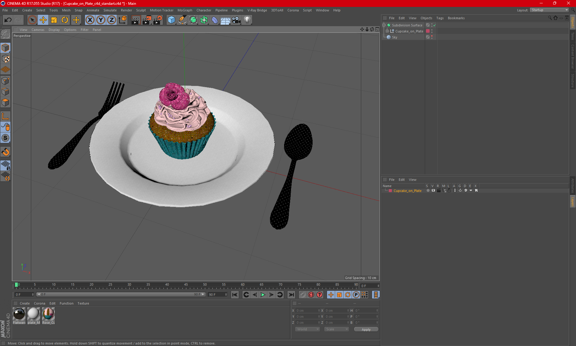 3D Cupcake on Plate