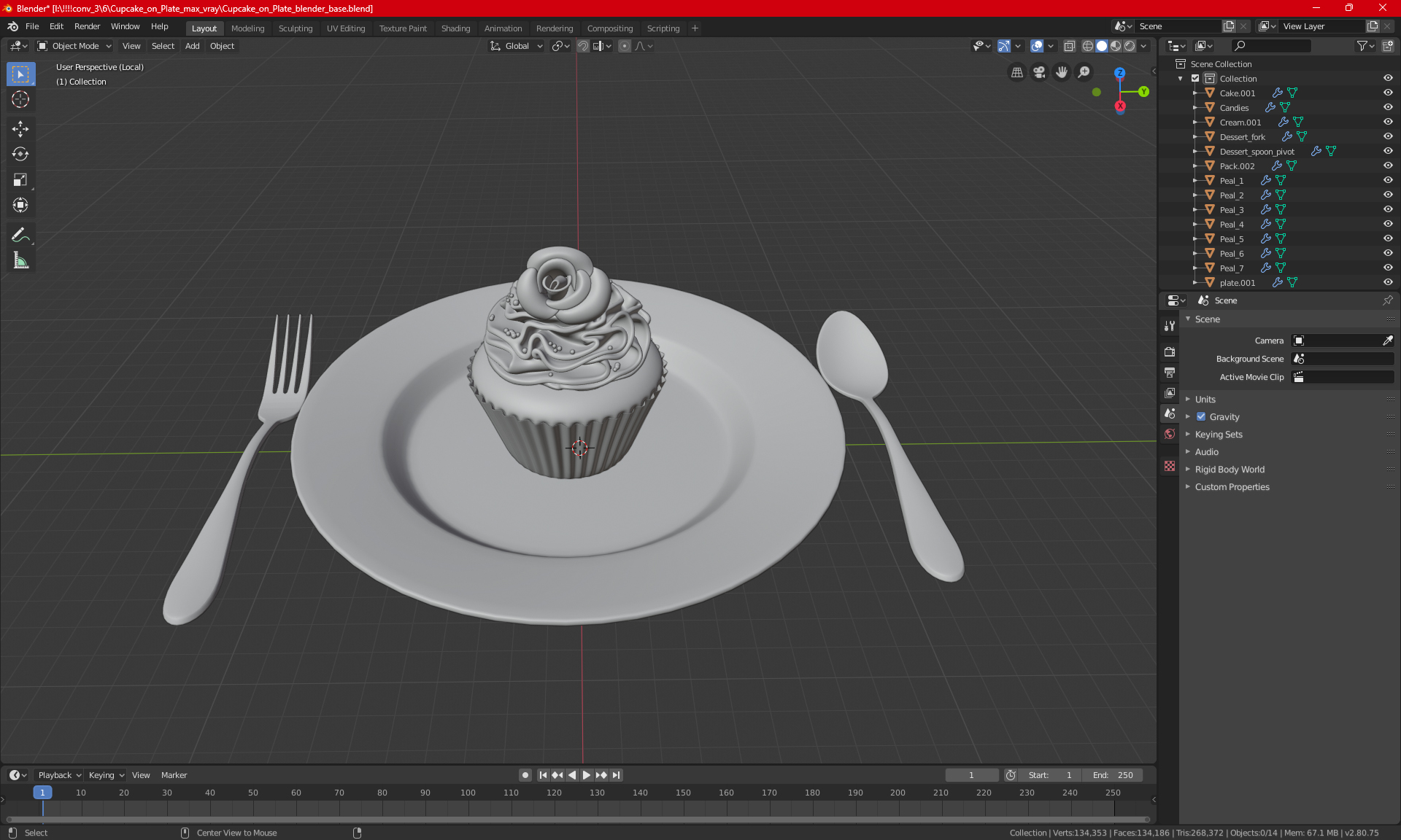 3D Cupcake on Plate
