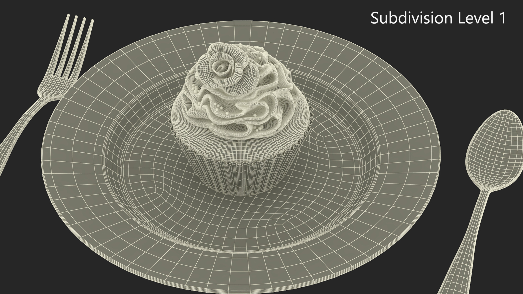 3D Cupcake on Plate