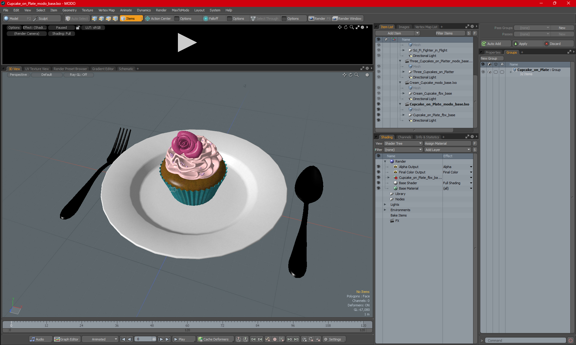 3D Cupcake on Plate