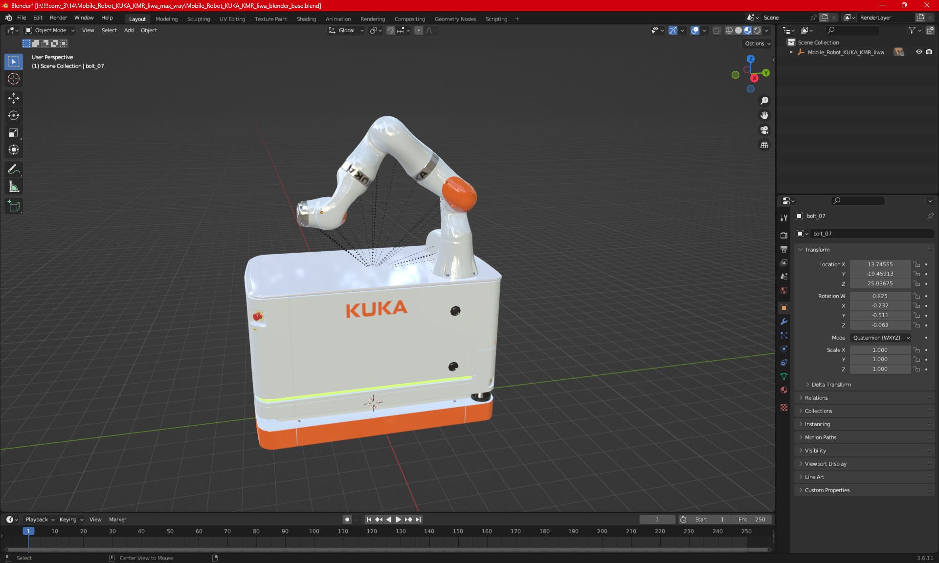 3D Mobile Robot KUKA KMR Iiwa