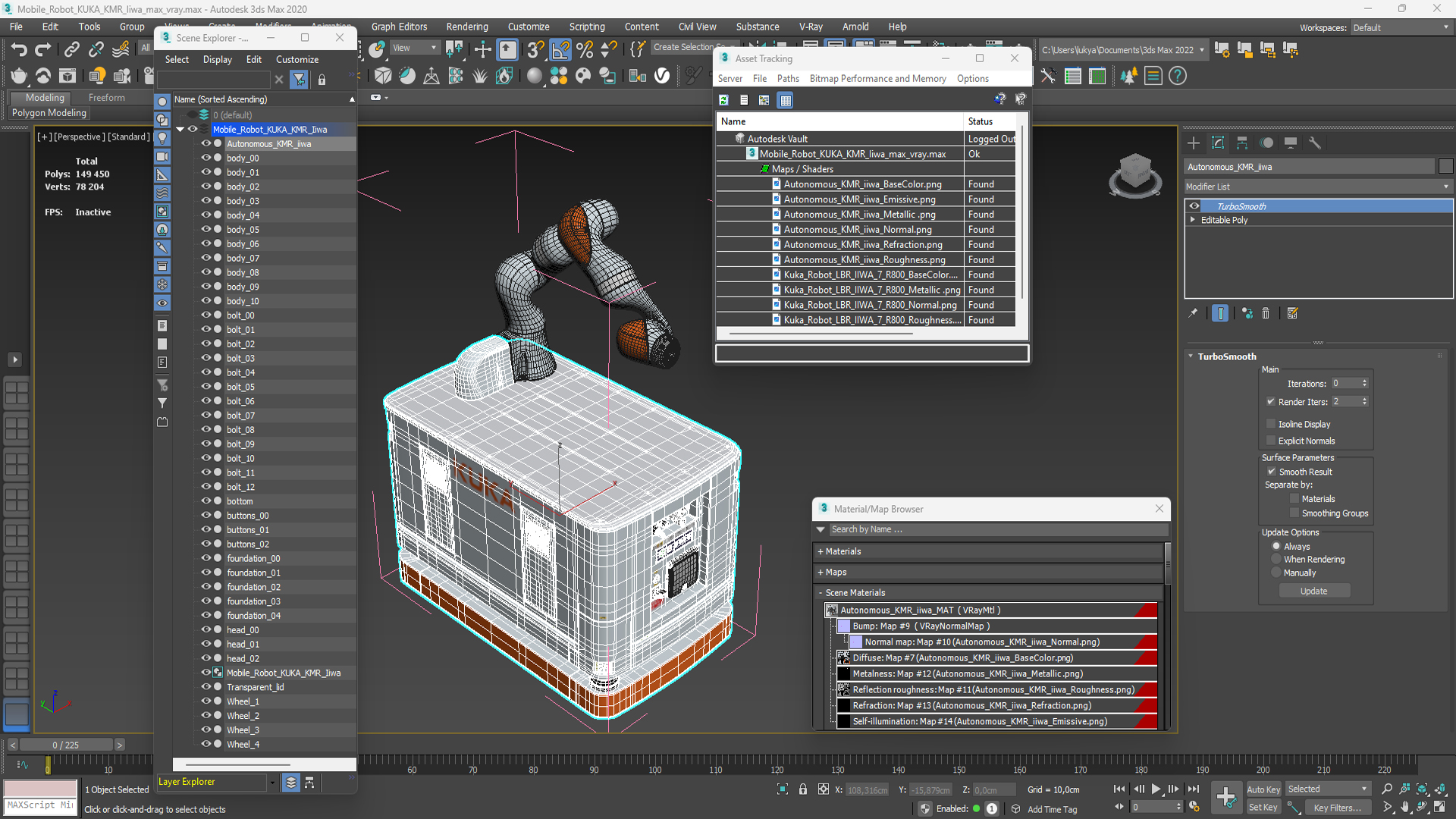 3D Mobile Robot KUKA KMR Iiwa