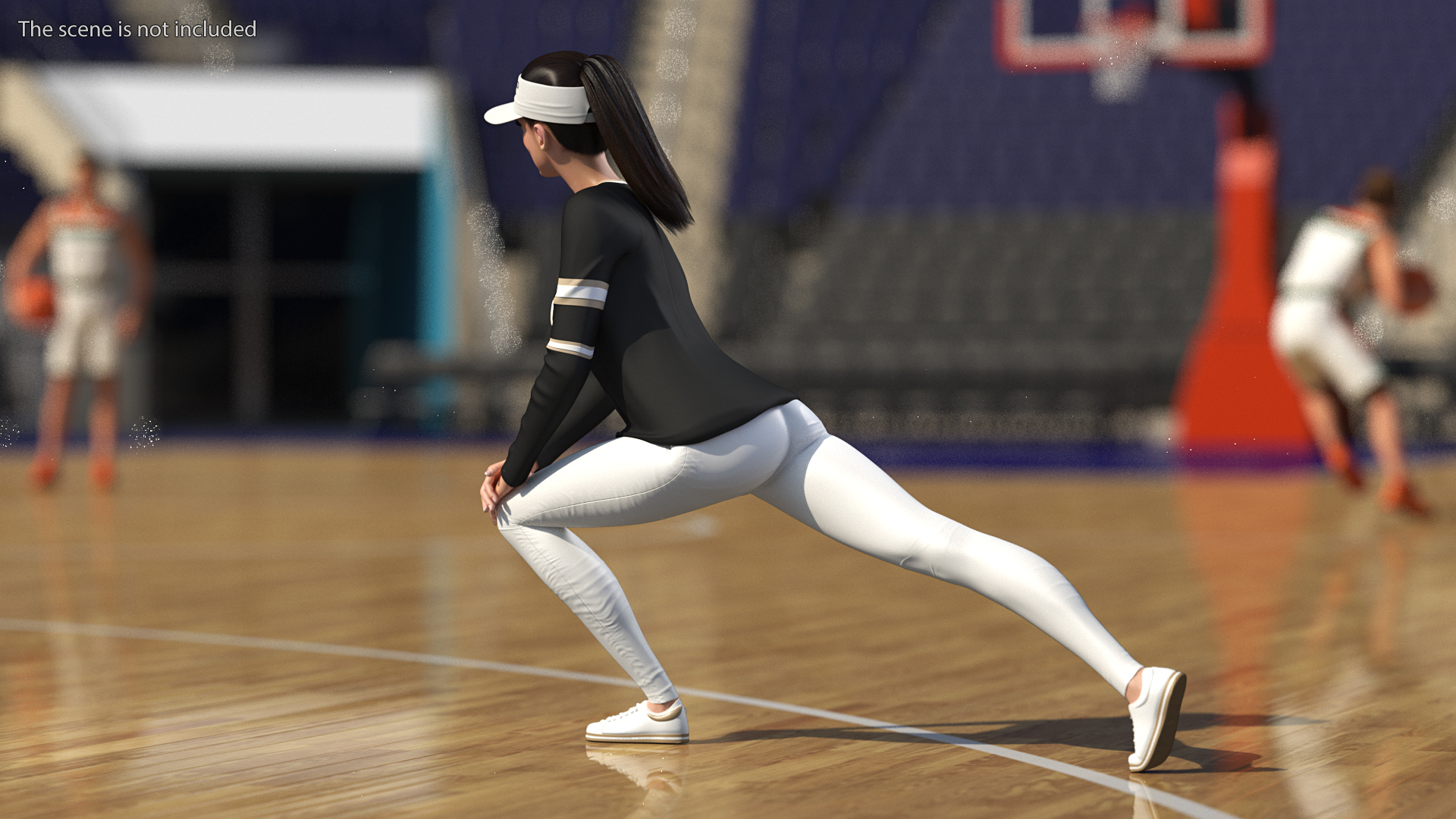 3D Sportswear Asian Woman Stretching model