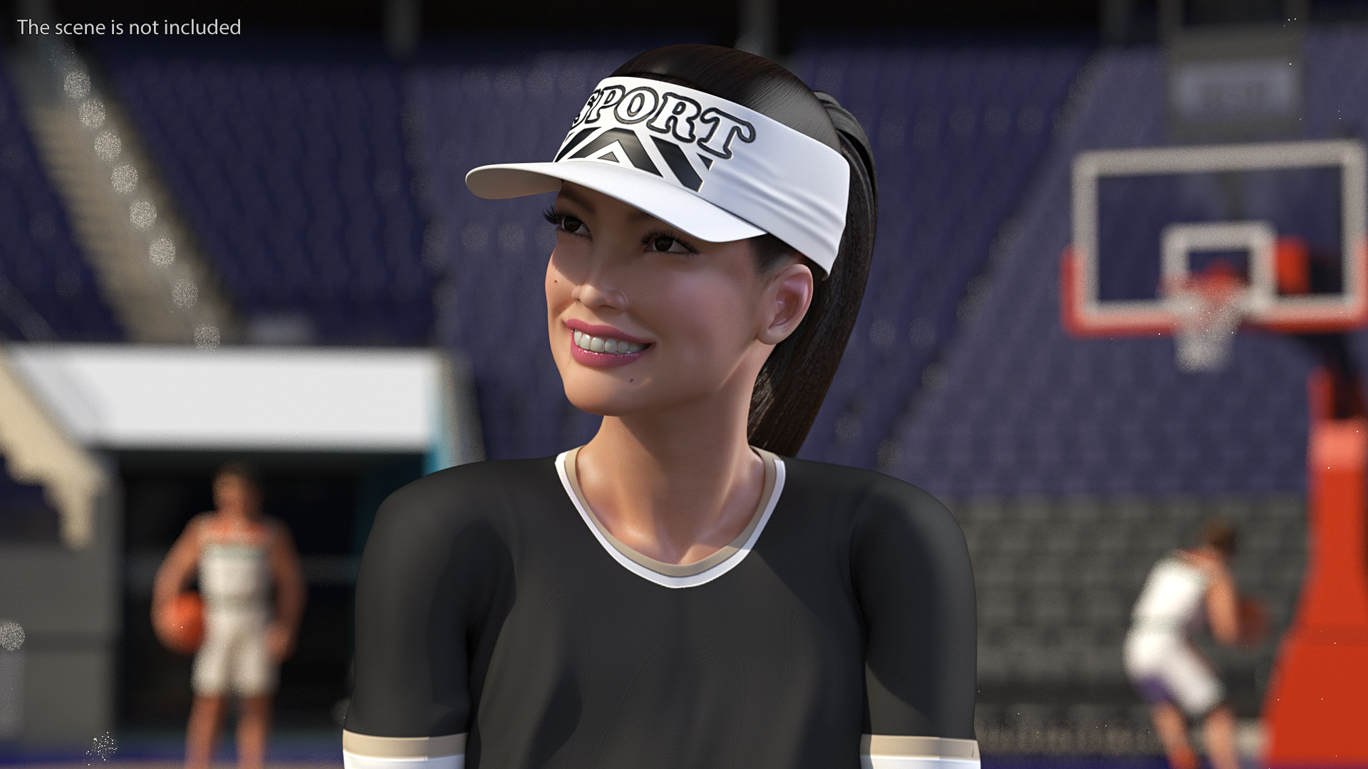 3D Sportswear Asian Woman Stretching model