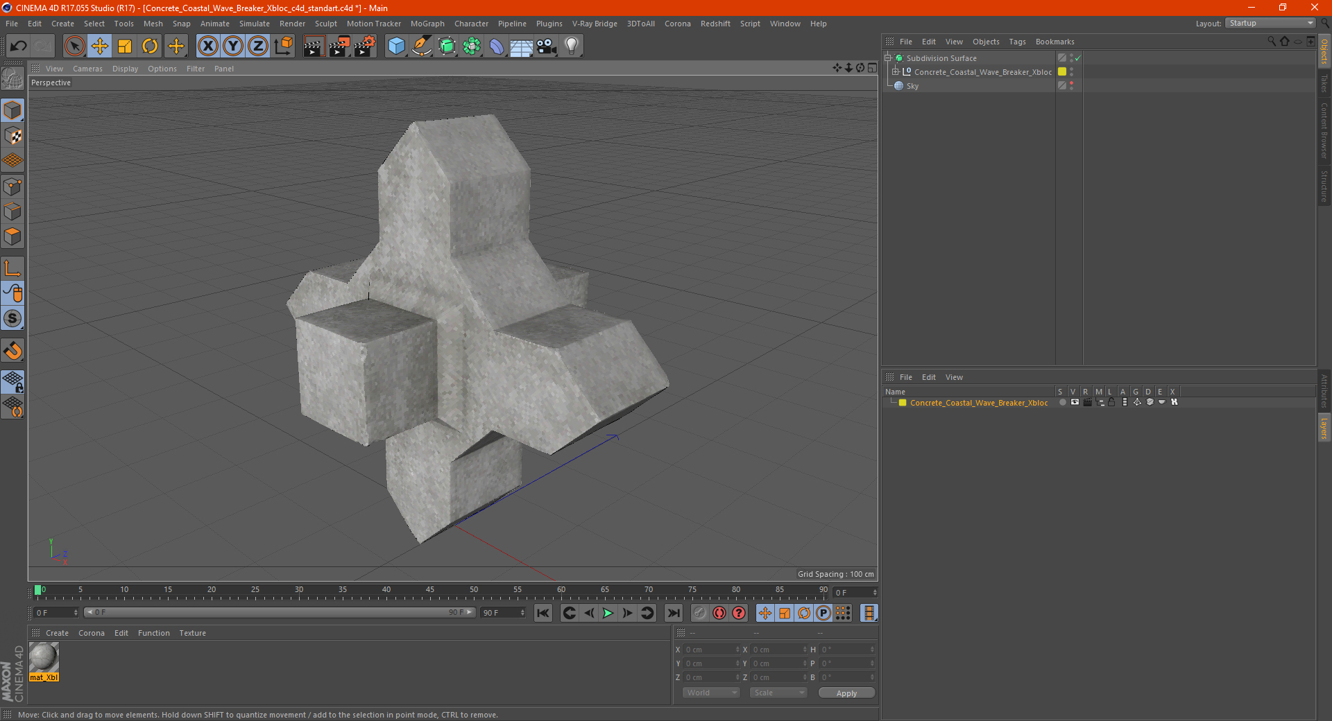 3D model Concrete Coastal Wave Breaker Xbloc