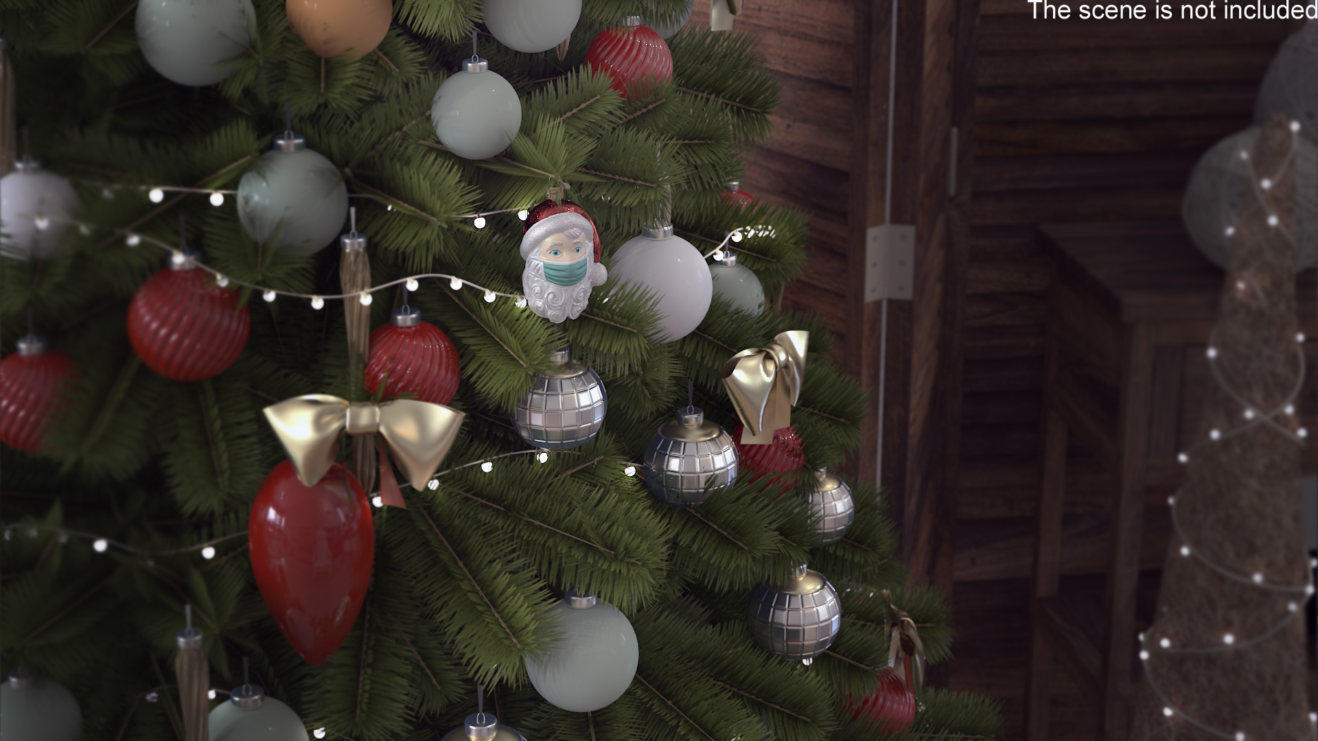 Santa With Face Mask Ornament 3D model