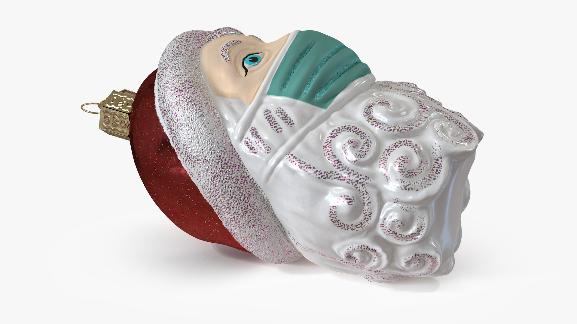 Santa With Face Mask Ornament 3D model