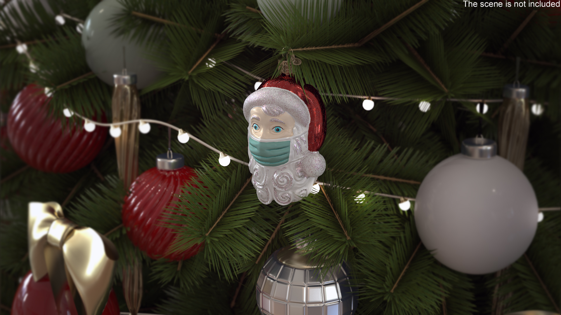 Santa With Face Mask Ornament 3D model