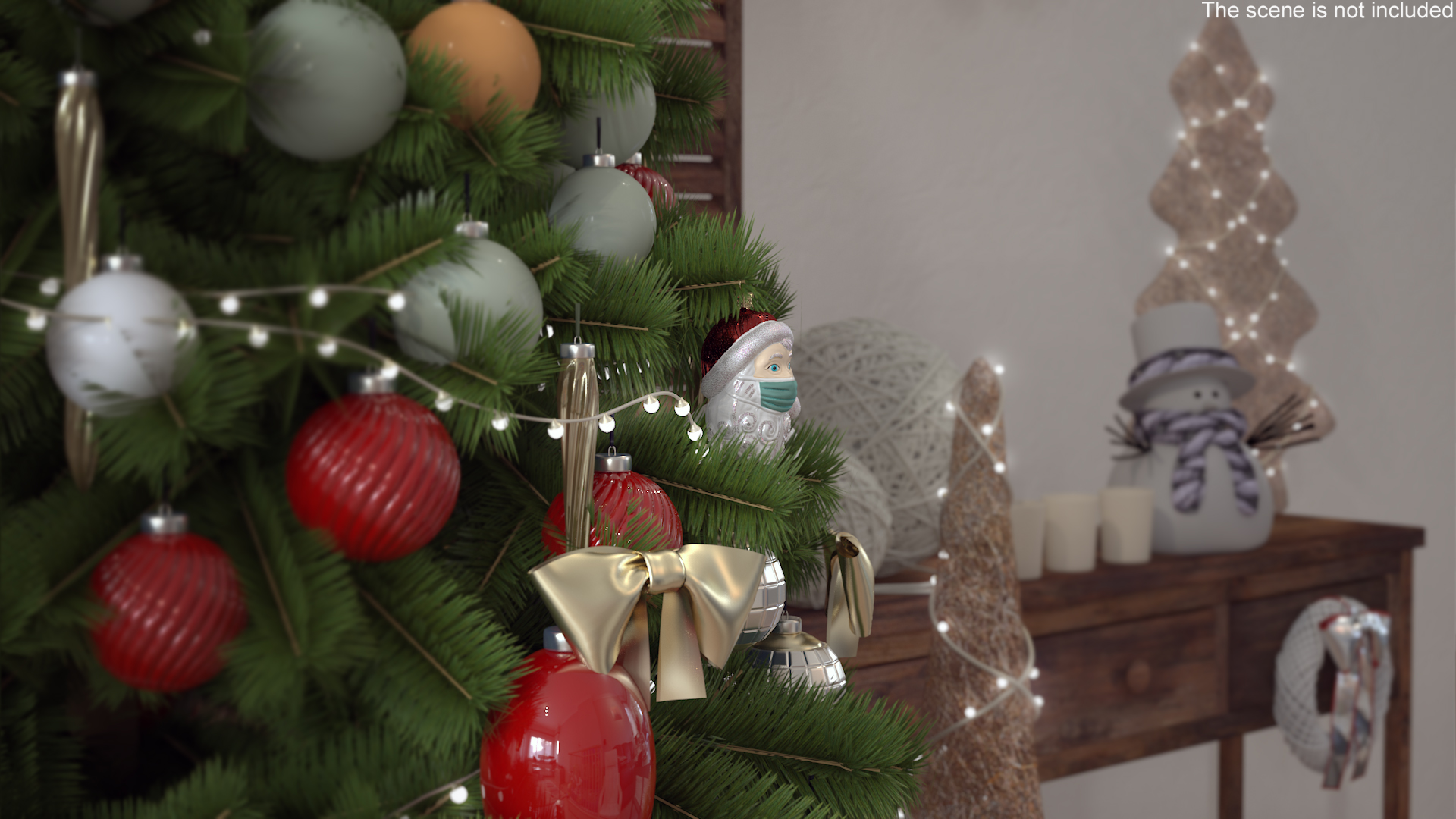 Santa With Face Mask Ornament 3D model