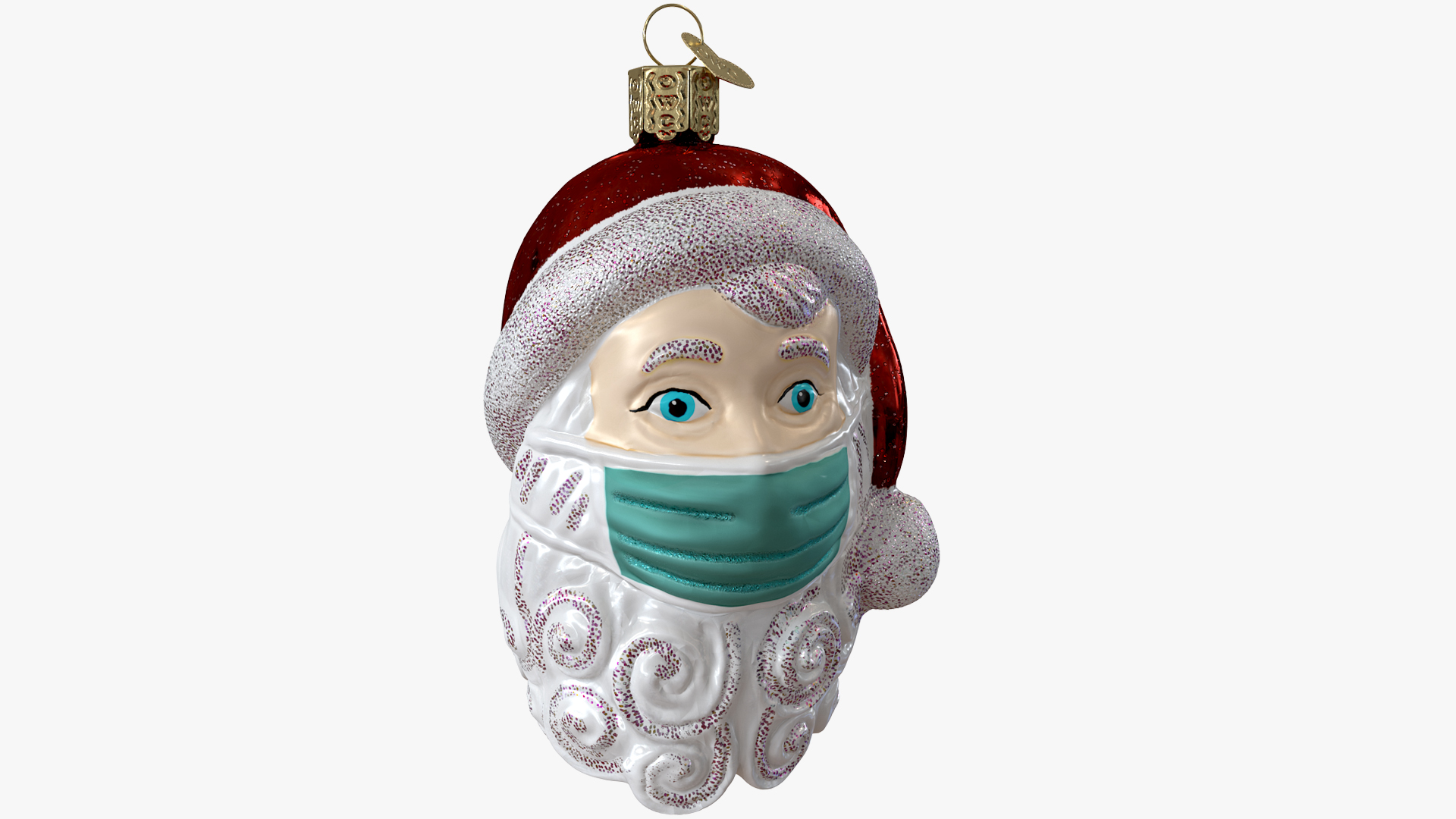 Santa With Face Mask Ornament 3D model
