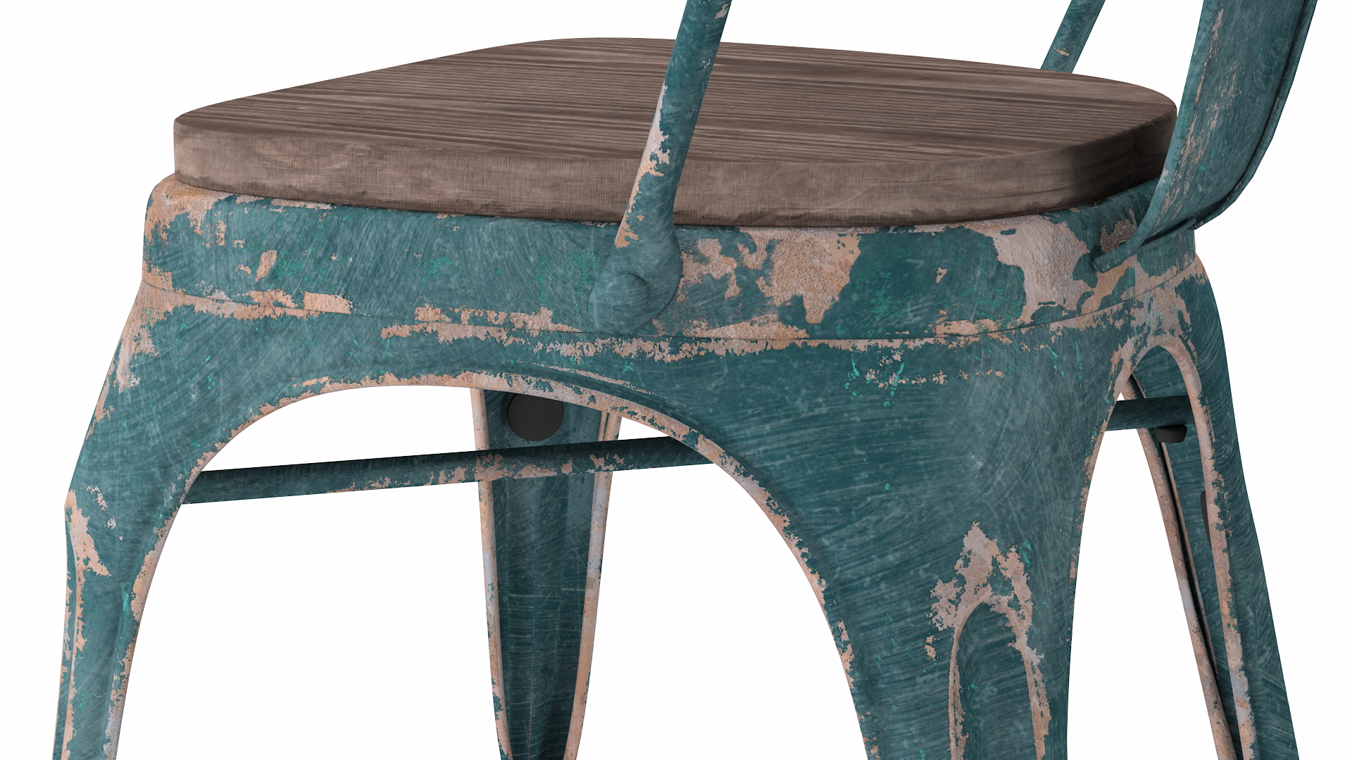 3D Old Stackable Chair Wooden Seat