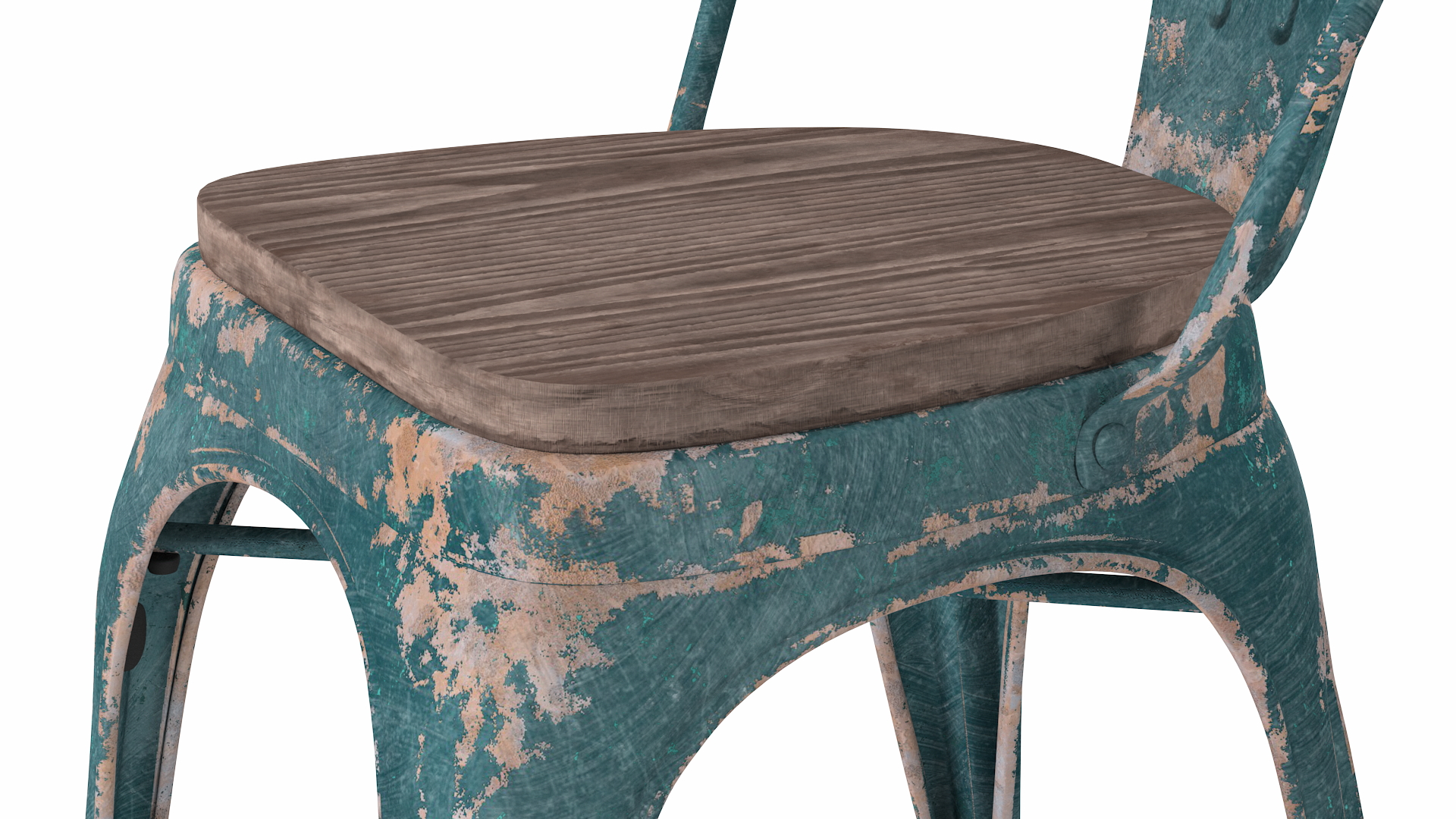3D Old Stackable Chair Wooden Seat
