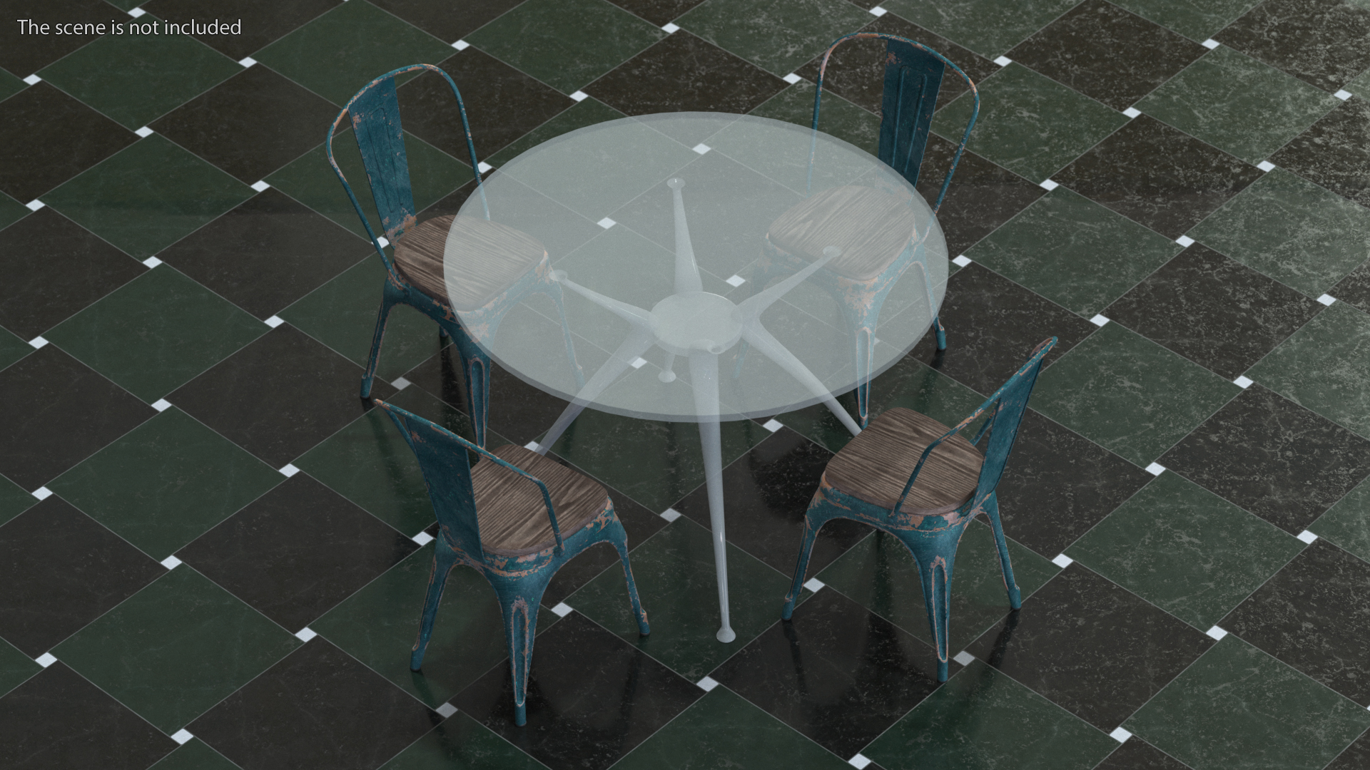 3D Old Stackable Chair Wooden Seat