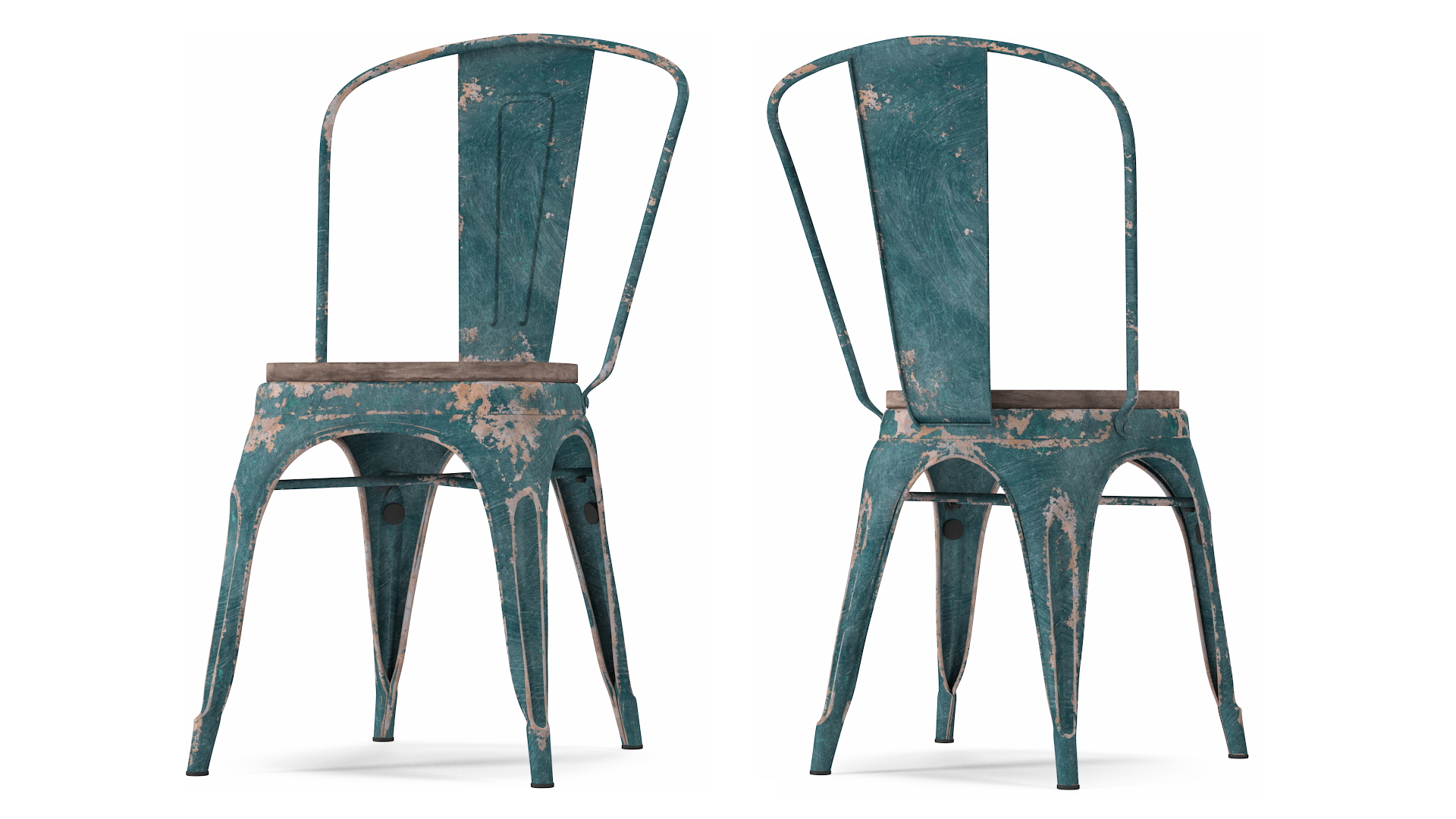 3D Old Stackable Chair Wooden Seat