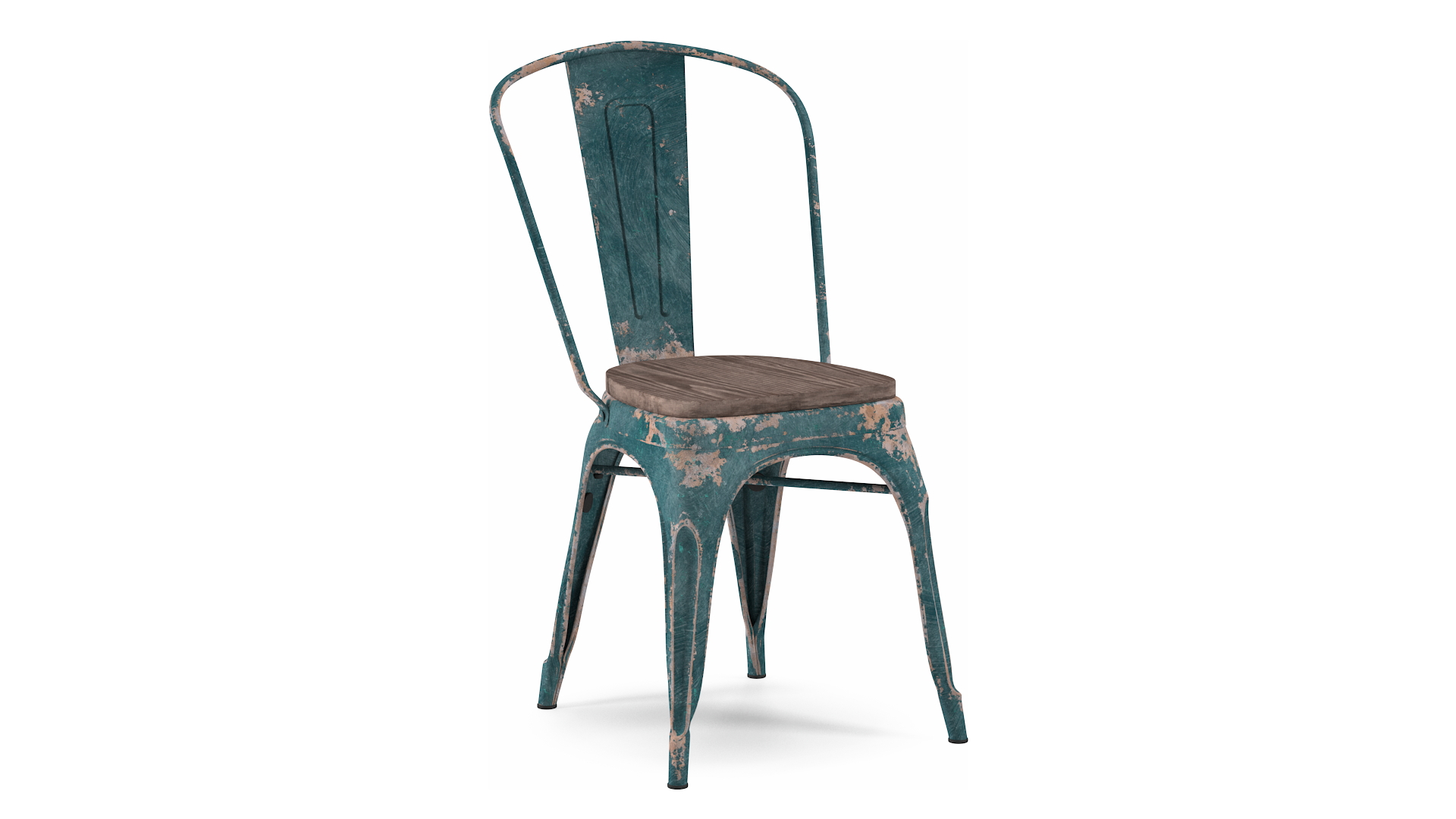 3D Old Stackable Chair Wooden Seat