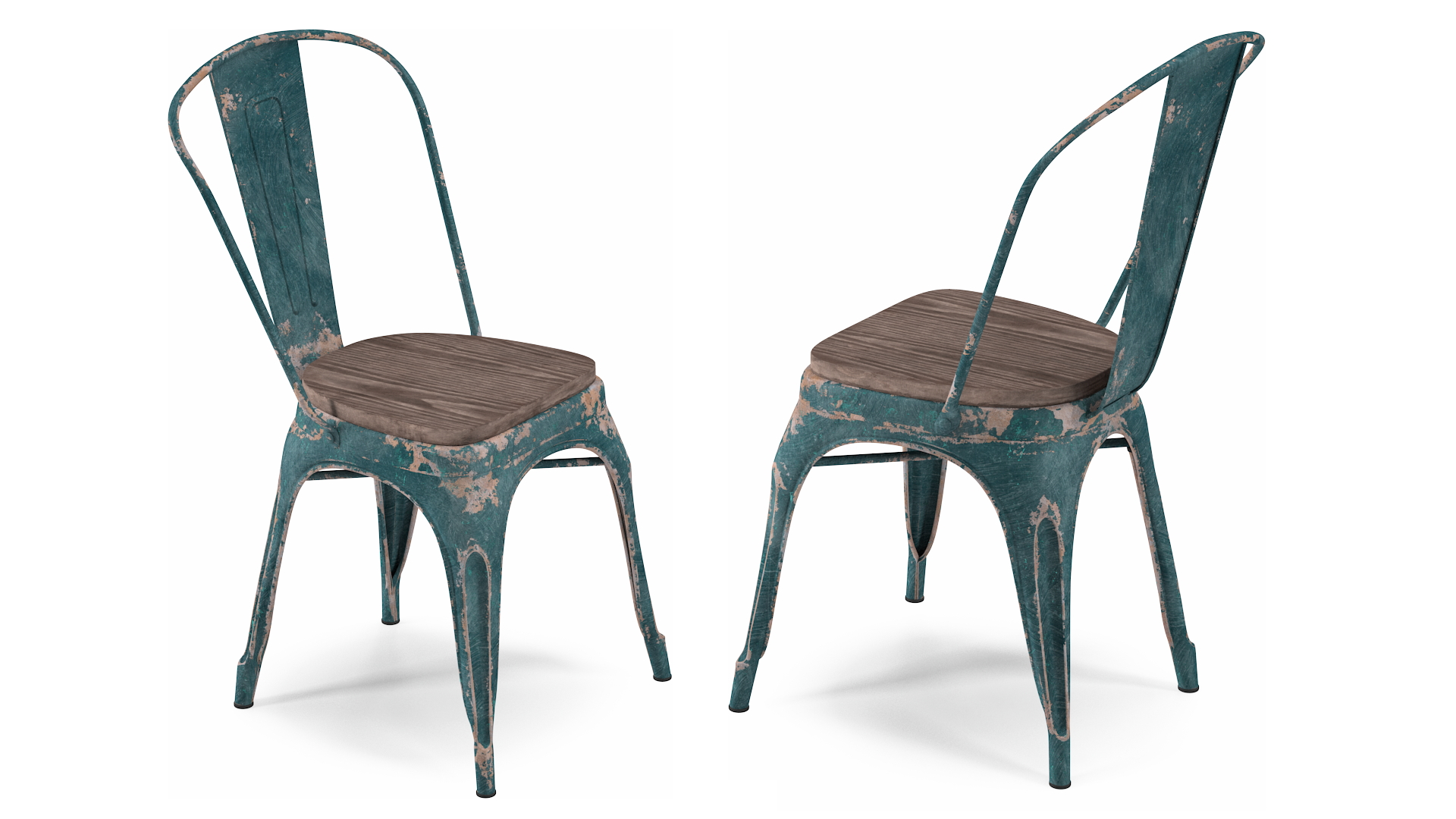 3D Old Stackable Chair Wooden Seat
