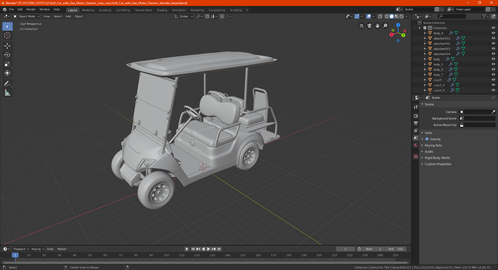 3D Golf Car with Gas Motor Generic