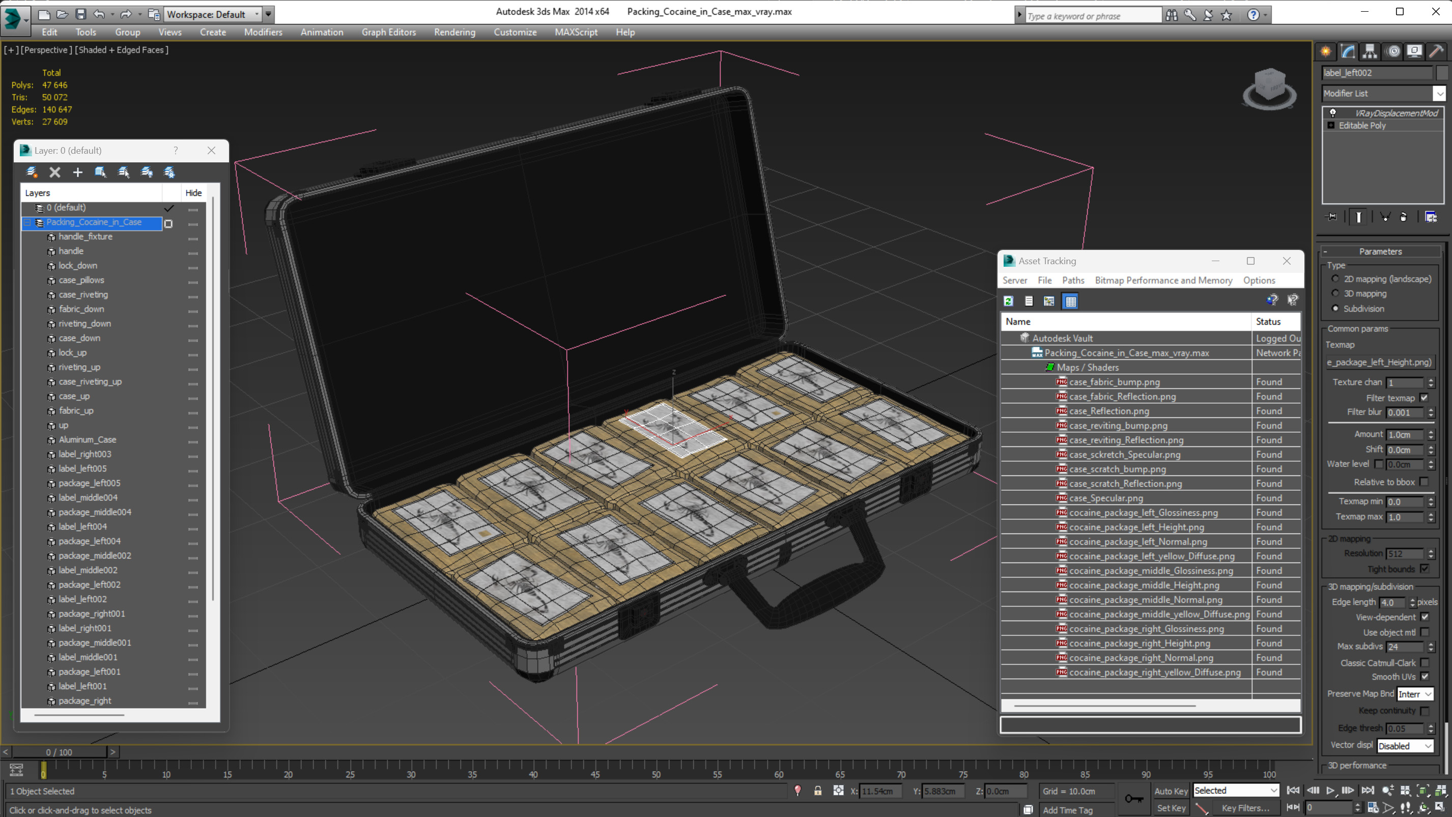 3D Packing Cocaine in Case model