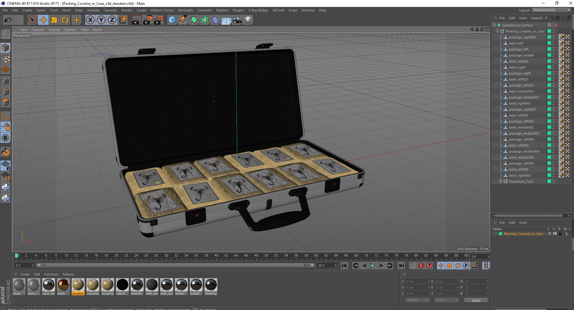 3D Packing Cocaine in Case model