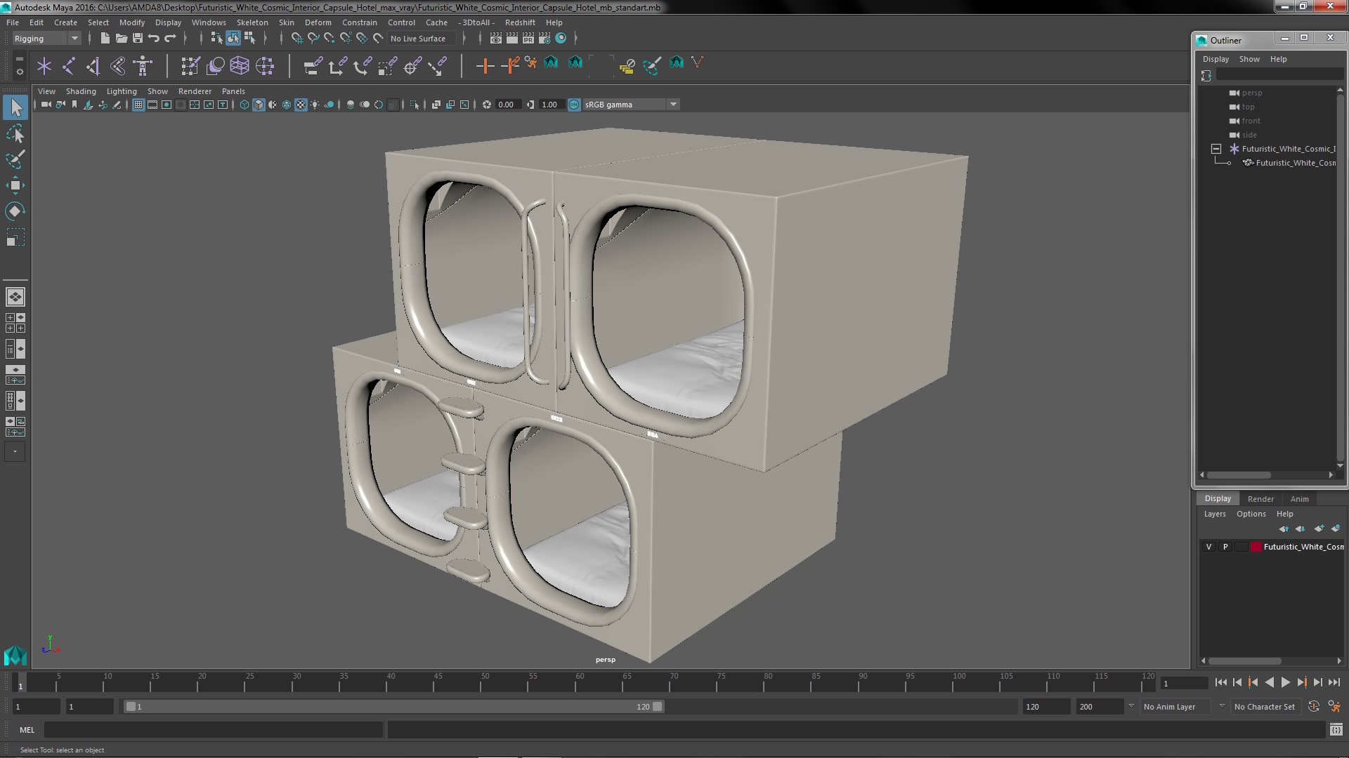 3D Futuristic White Cosmic Interior Capsule Hotel