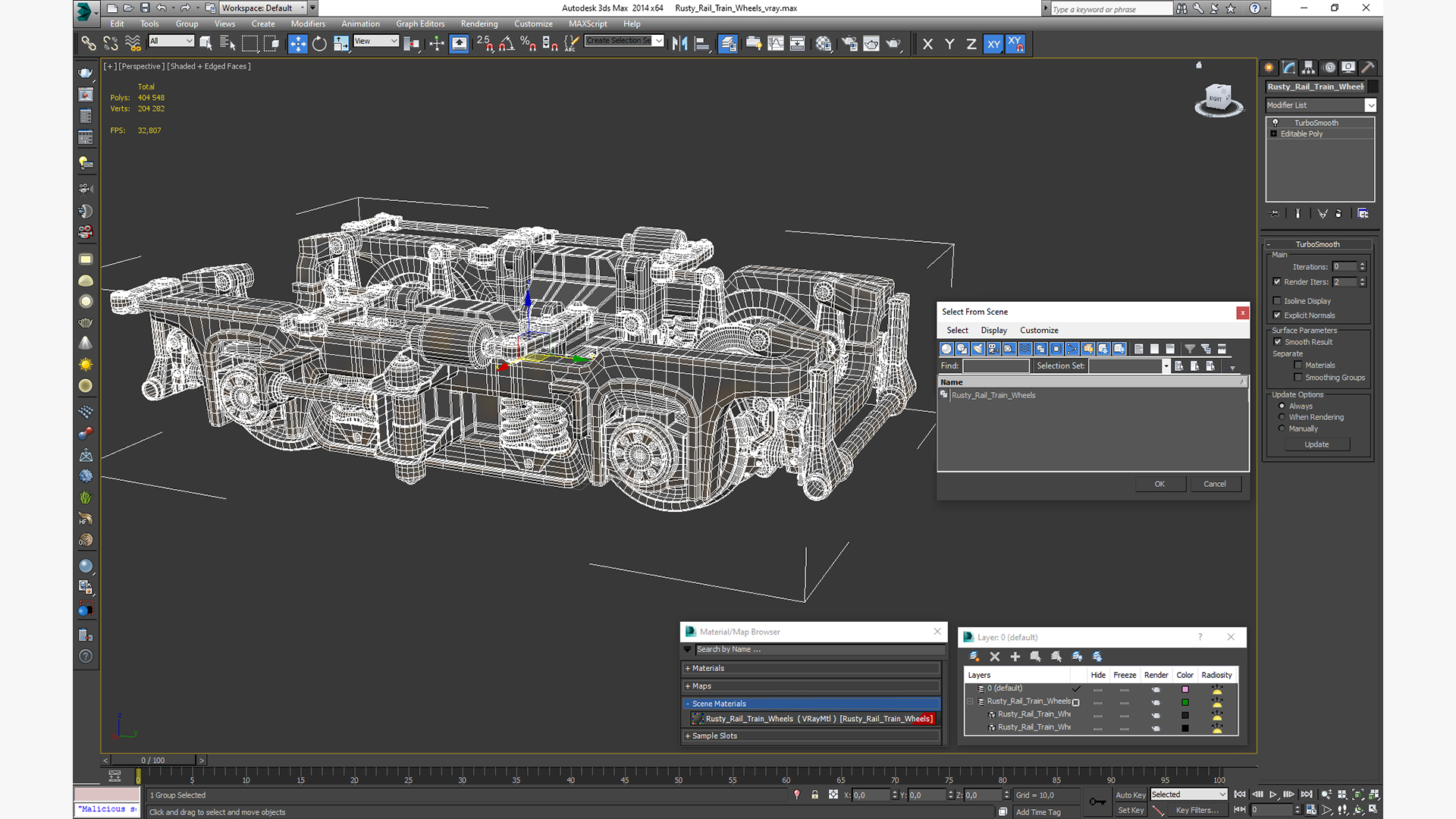 3D Rusty Rail Train Wheels model