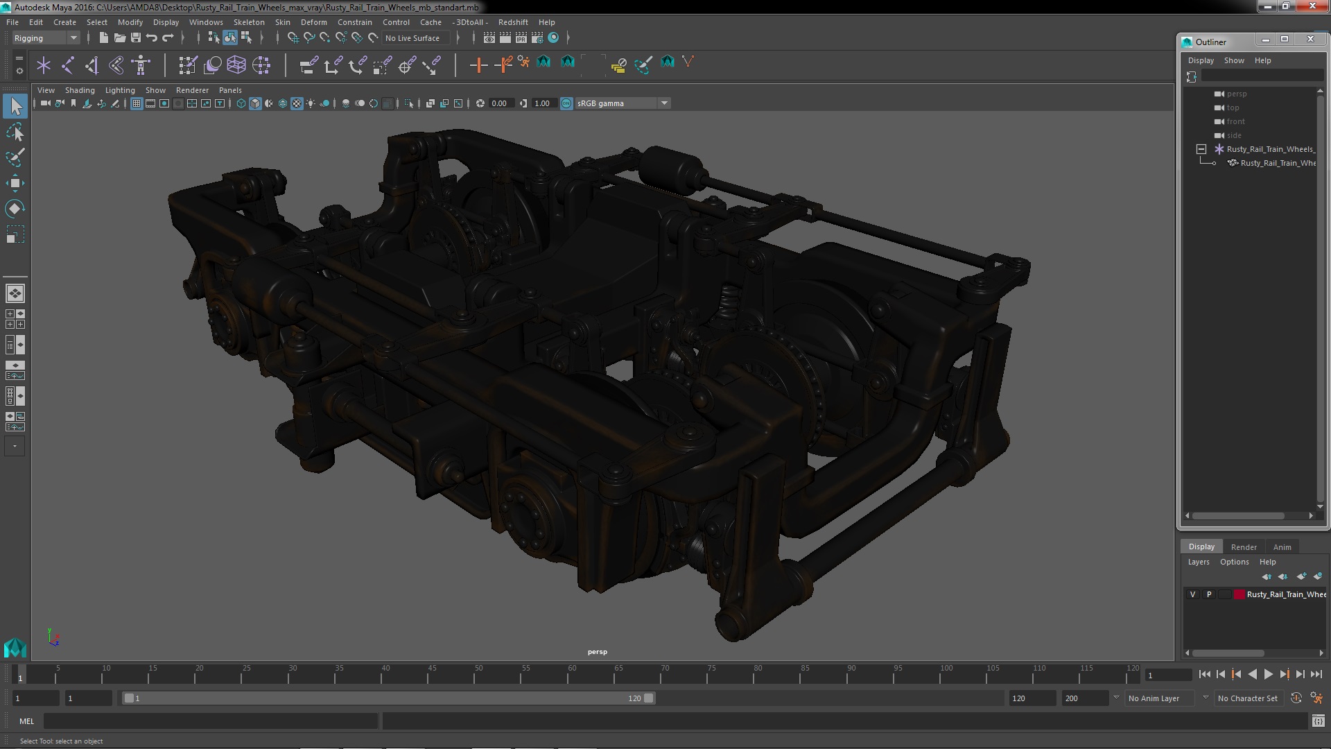 3D Rusty Rail Train Wheels model