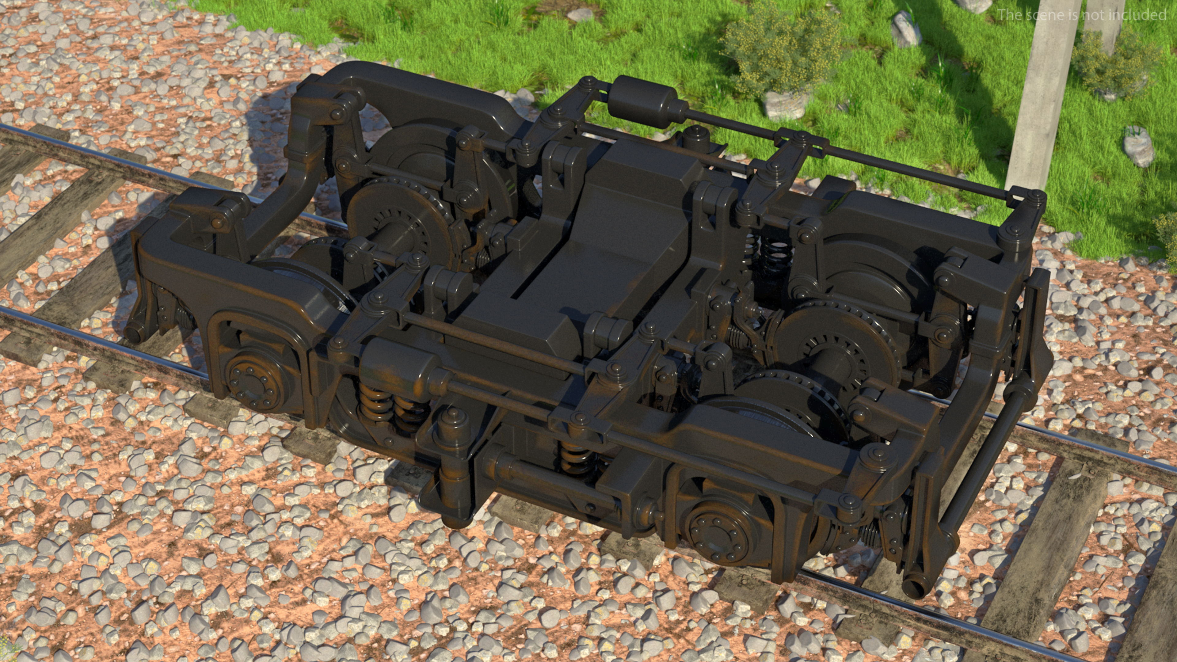 3D Rusty Rail Train Wheels model