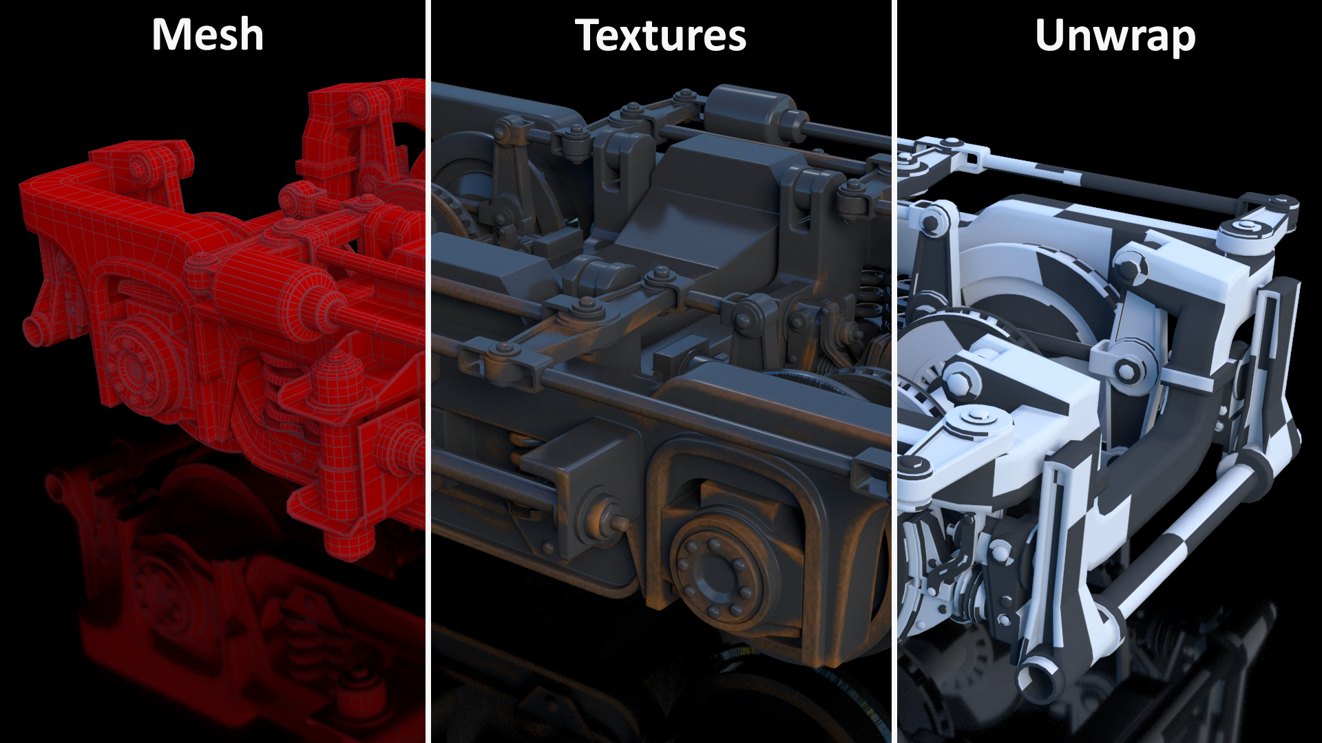 3D Rusty Rail Train Wheels model